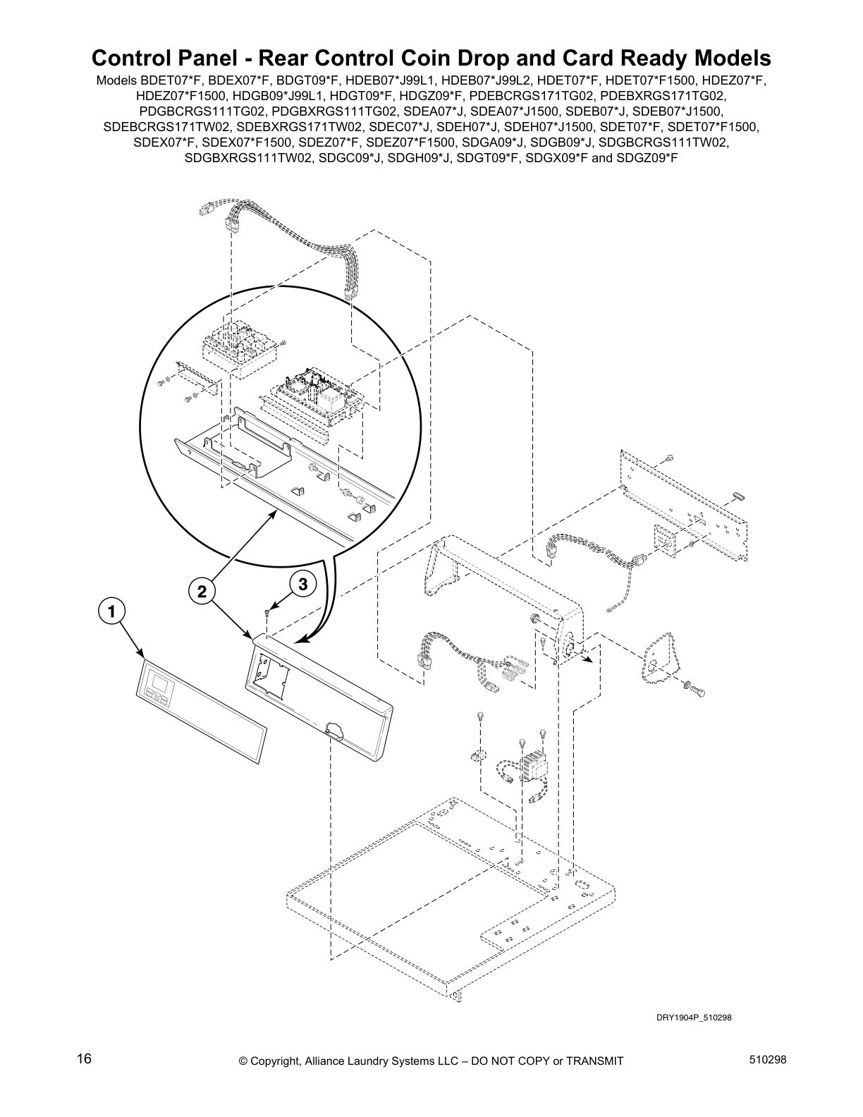 Control Panel - Rear Control Coin Drop and Card Ready Models