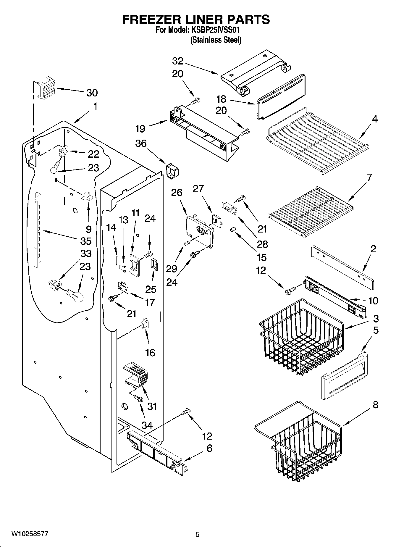 04 - FREEZER LINER PARTS