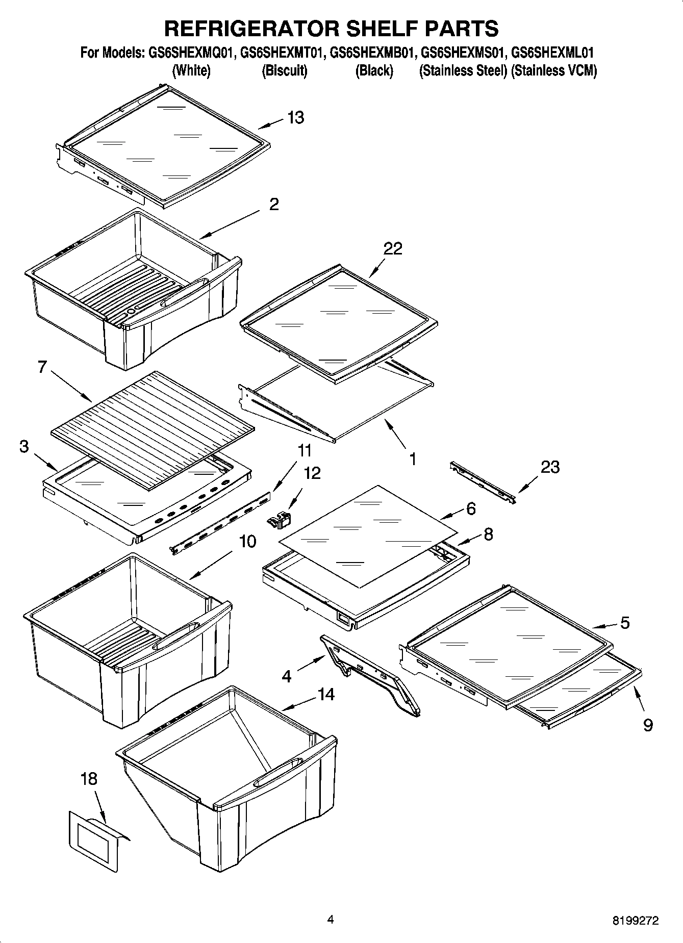 03 - REFRIGERATOR SHELF PARTS
