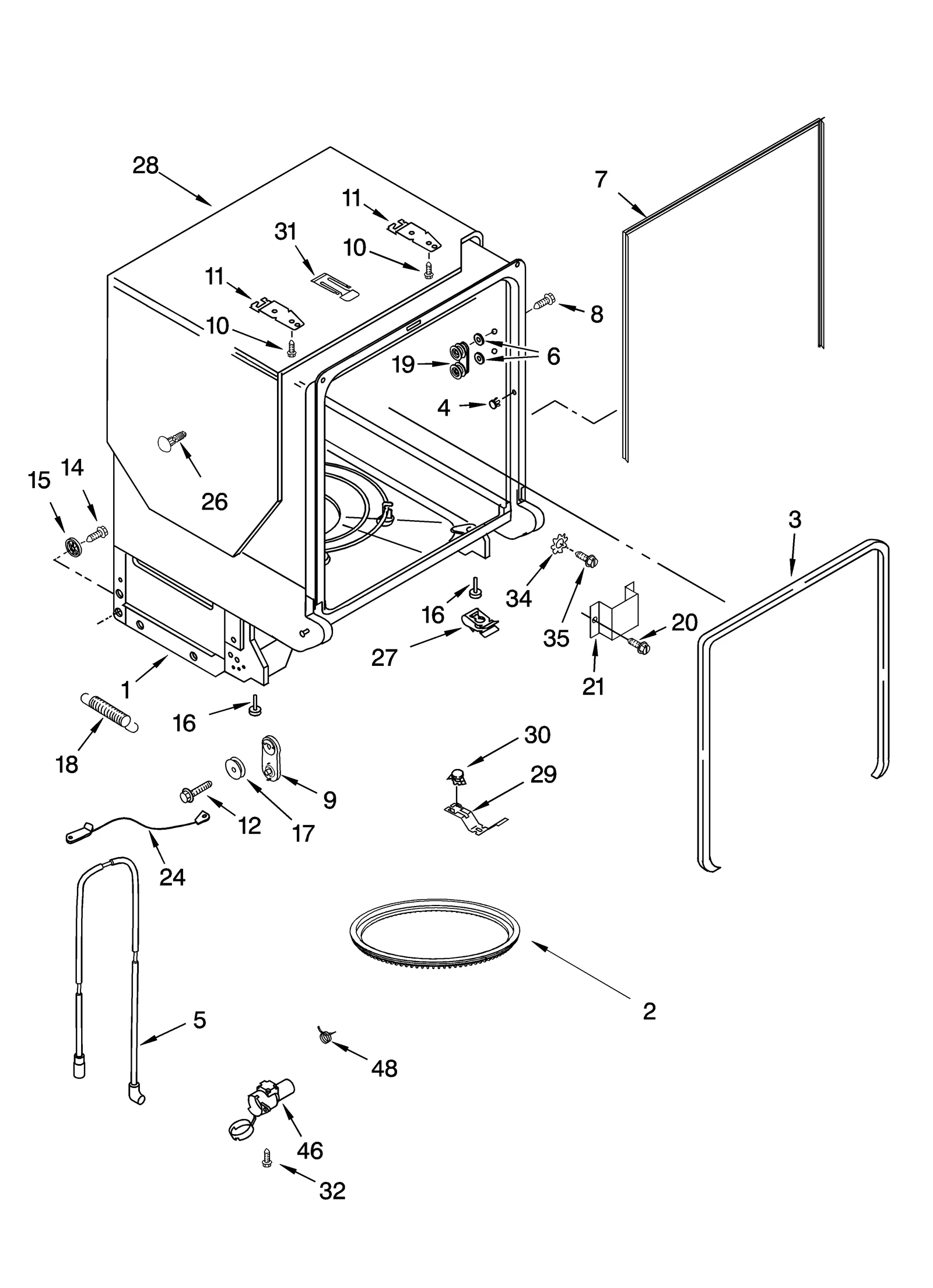 TUB AND FRAME PARTS