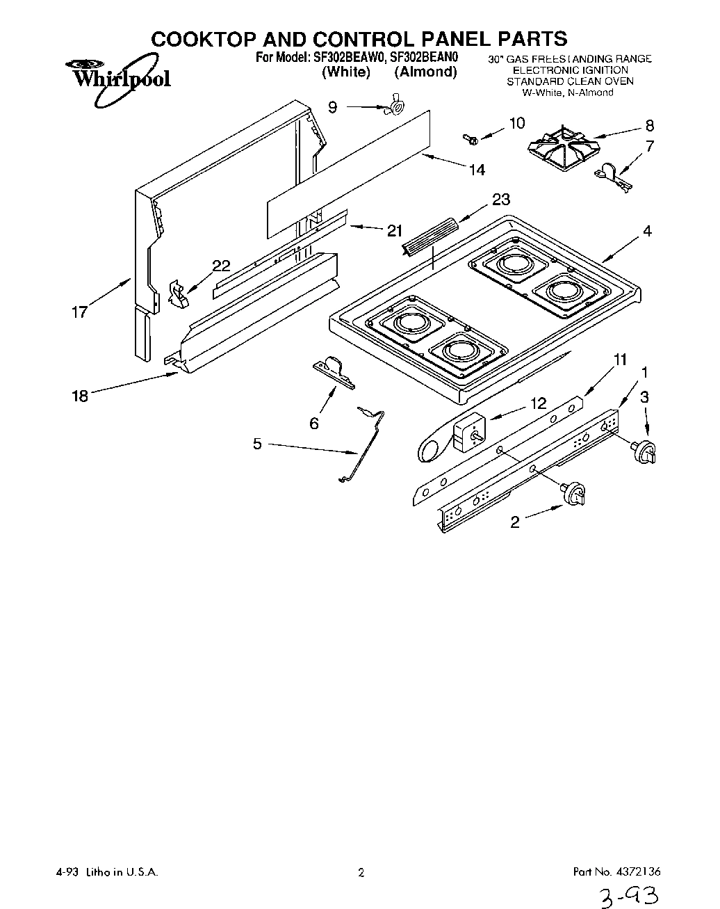 01 - COOKTOP AND CONTROL PANEL, LIT/OPTIONAL