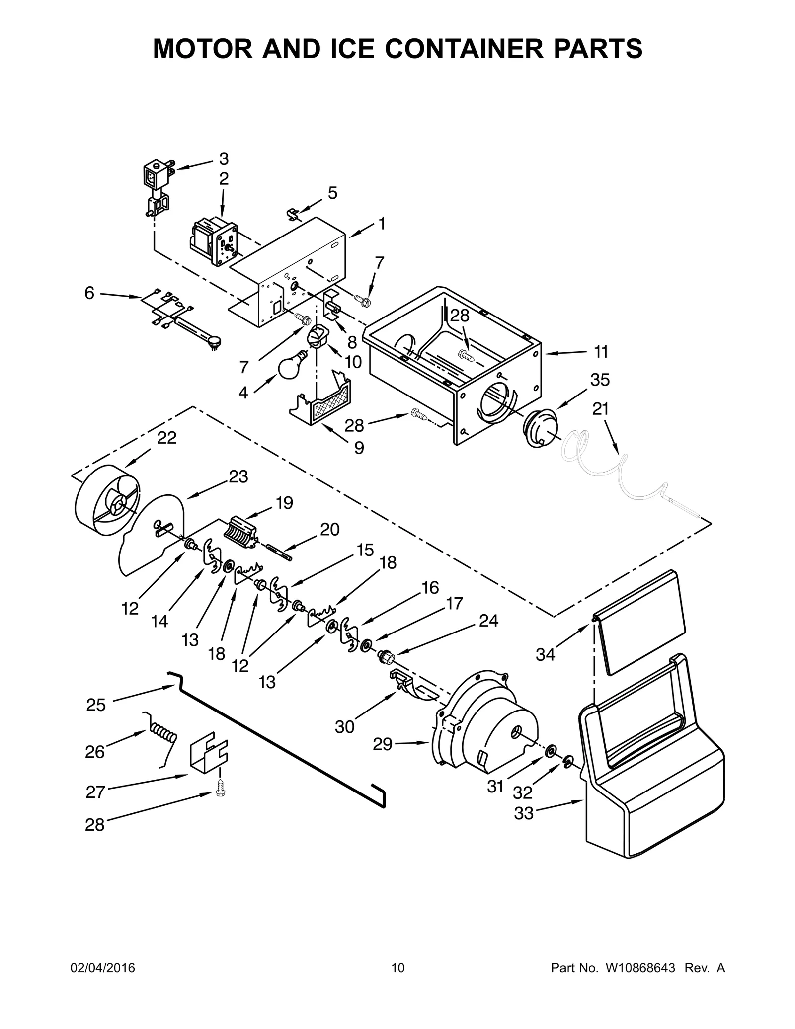 MOTOR AND ICE CONTAINER PARTS