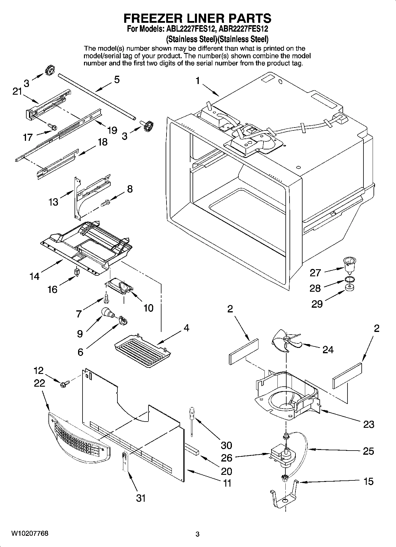 02 - FREEZER LINER PARTS