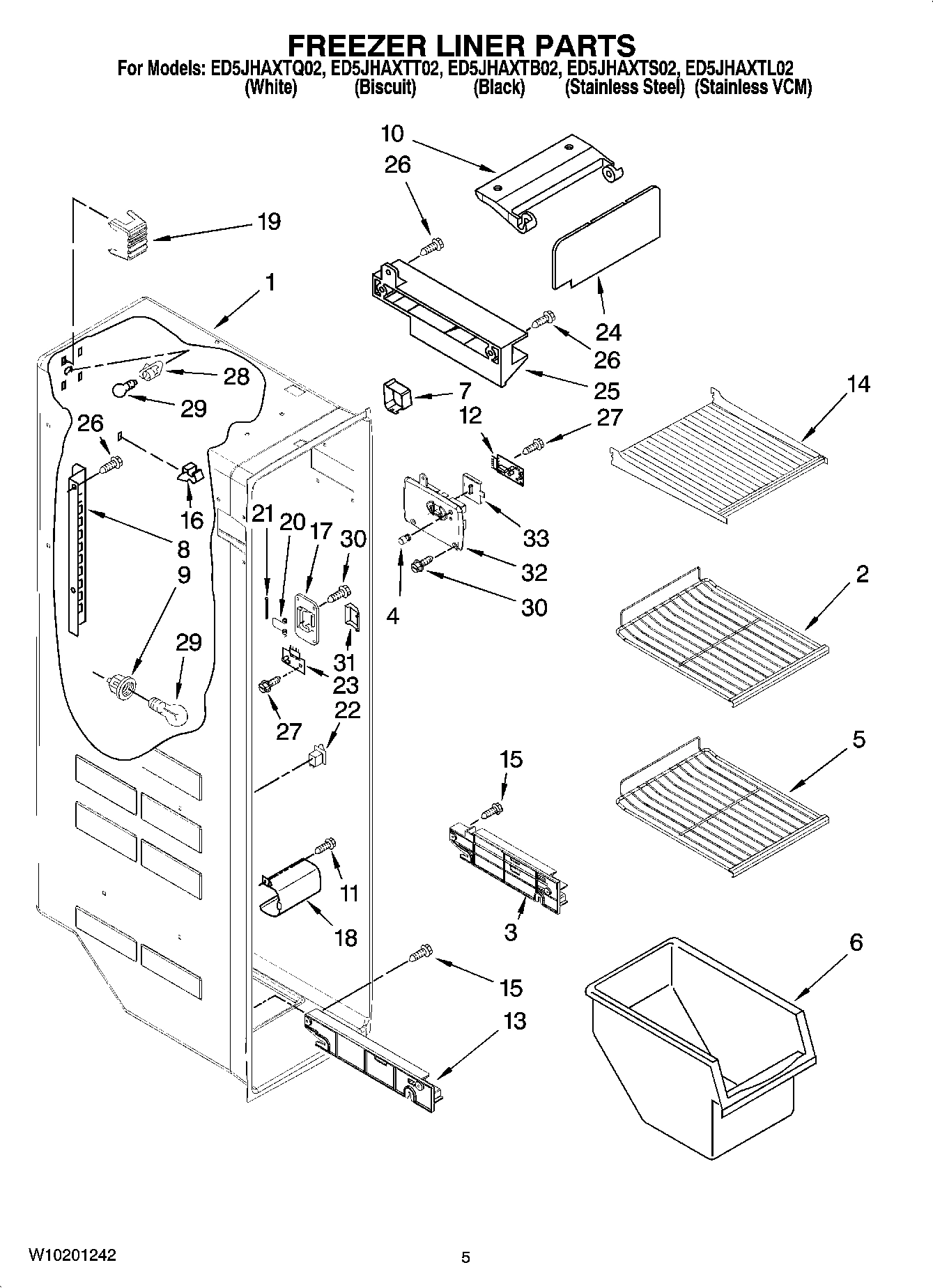 04 - FREEZER LINER PARTS