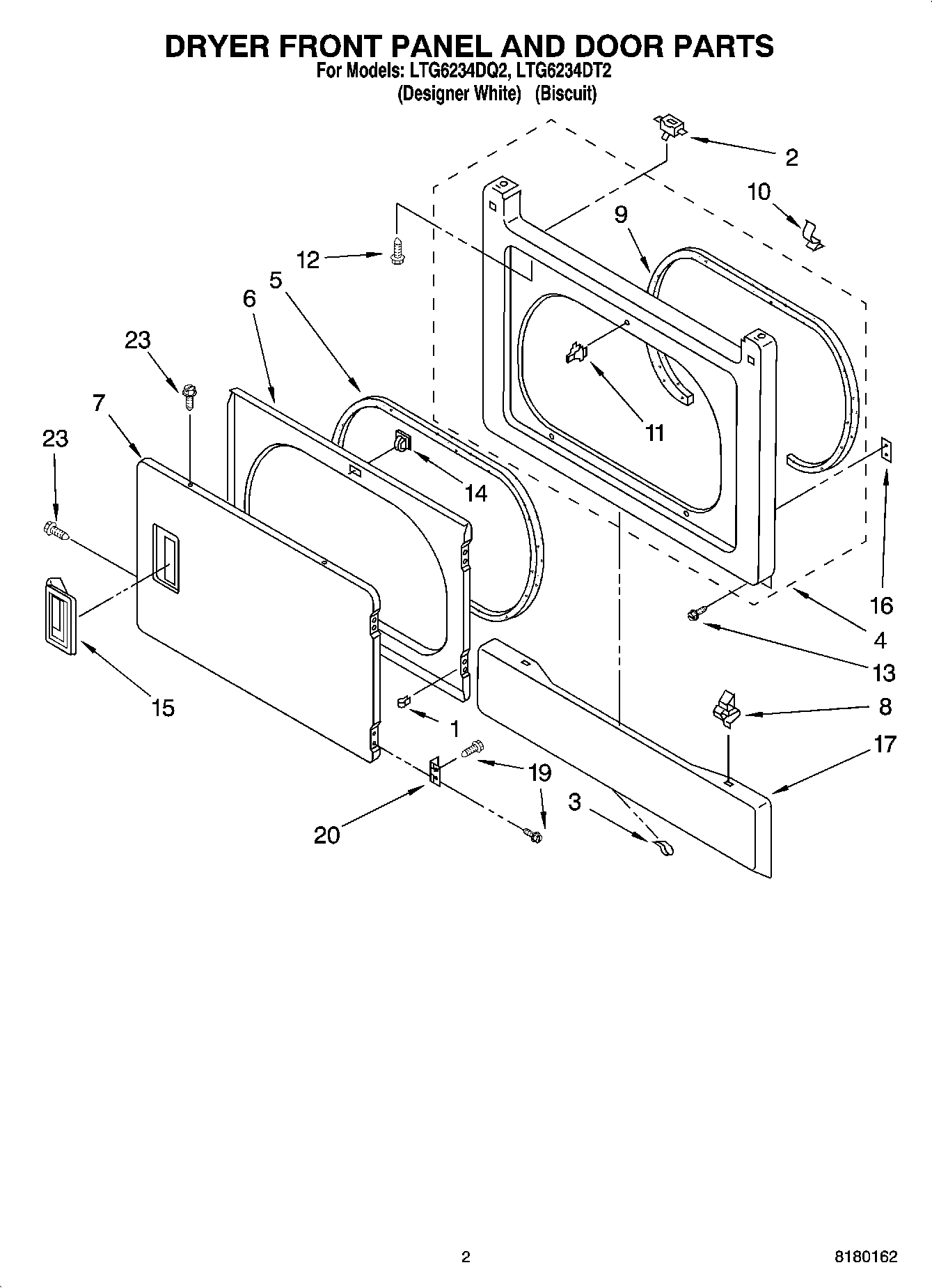 02 - DRYER FRONT PANEL AND DOOR PARTS