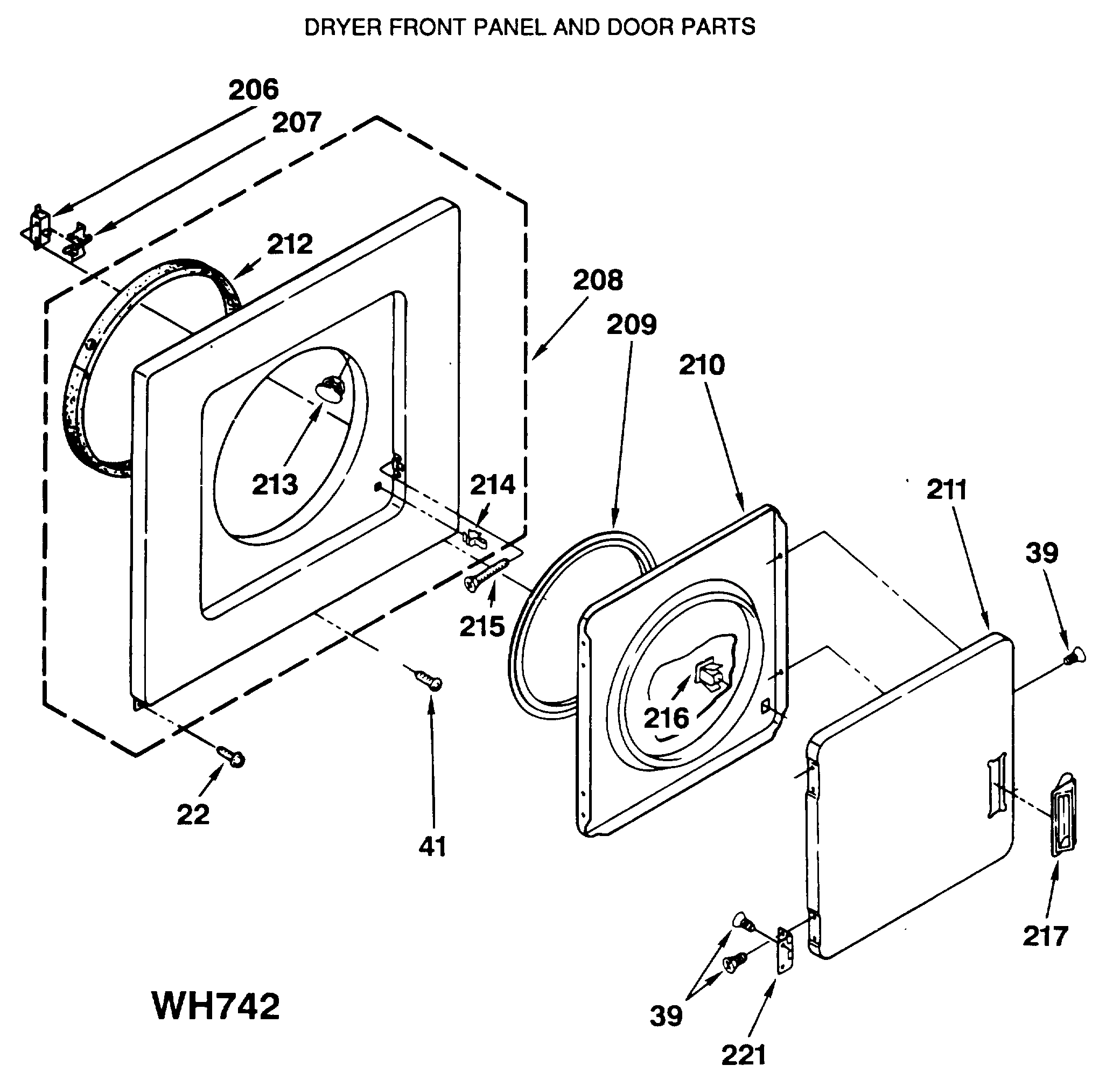 DRYER FRONT PANEL AND DOOR PARTS