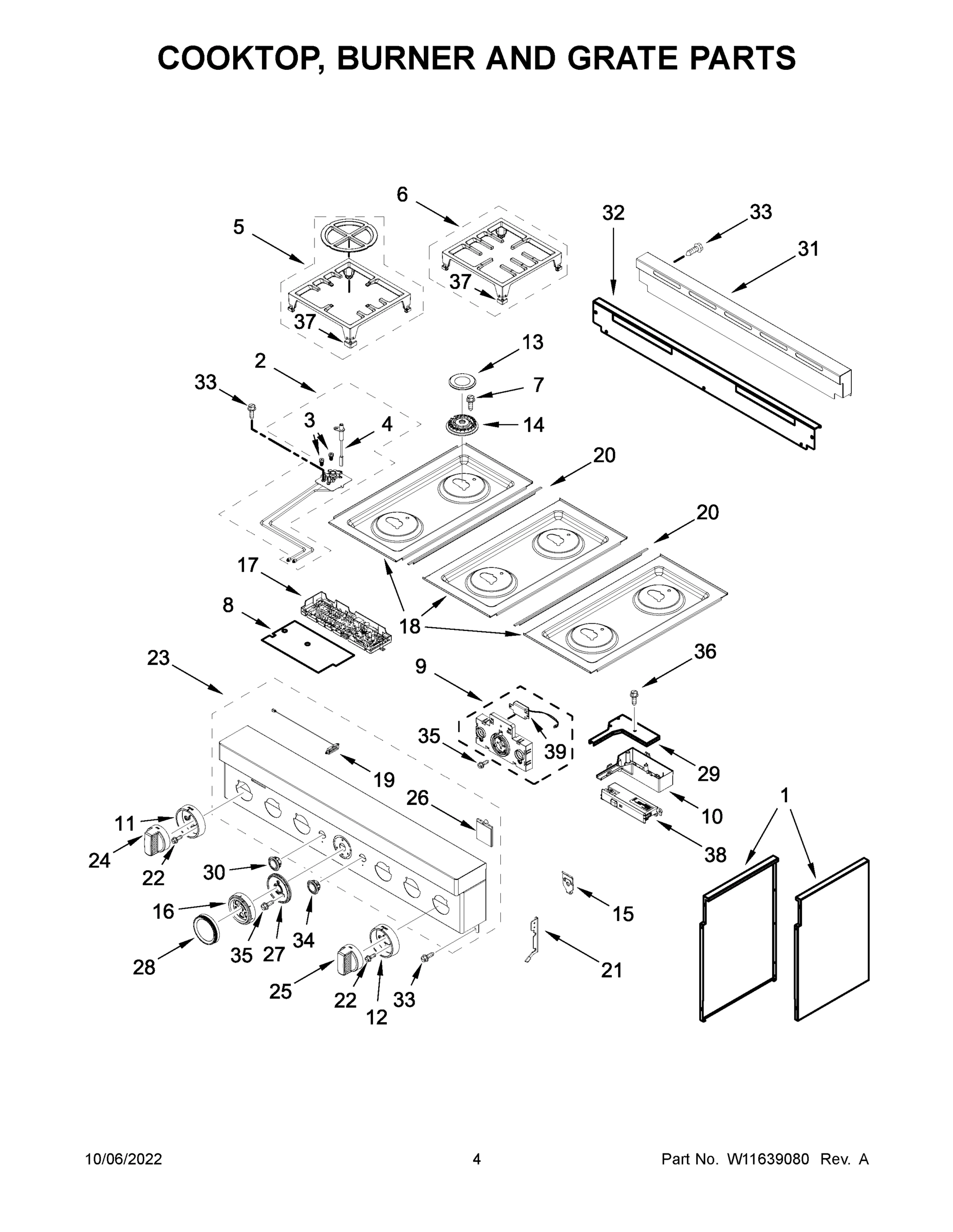 03 - COOKTOP, BURNER AND GRATE PARTS
