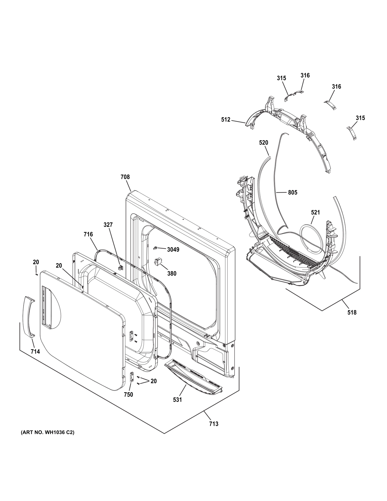 DRYER FRONT PANEL & DOOR