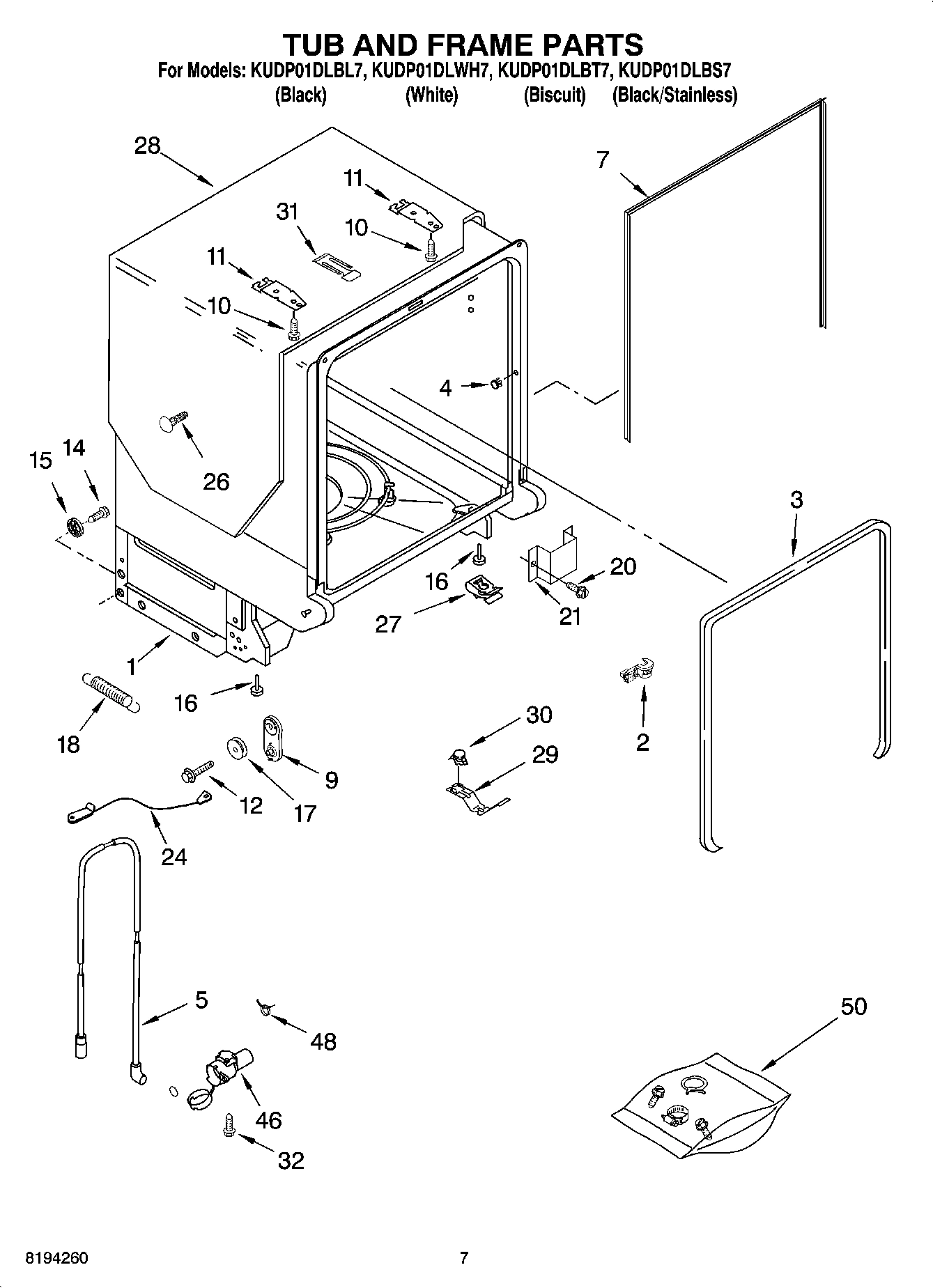 07 - TUB AND FRAME PARTS