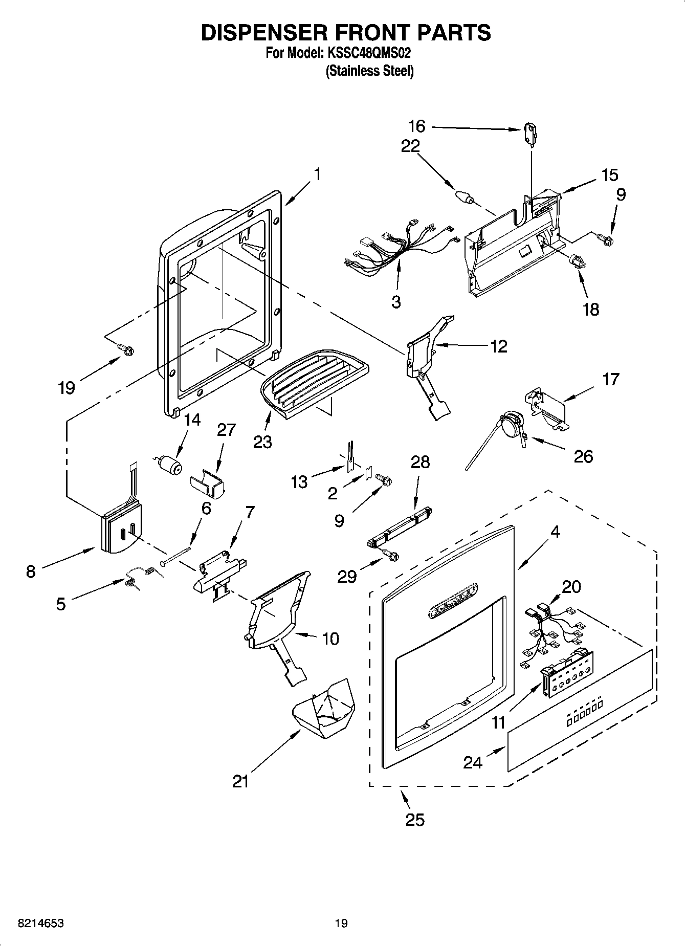 12 - DISPENSER AND FRONT PARTS