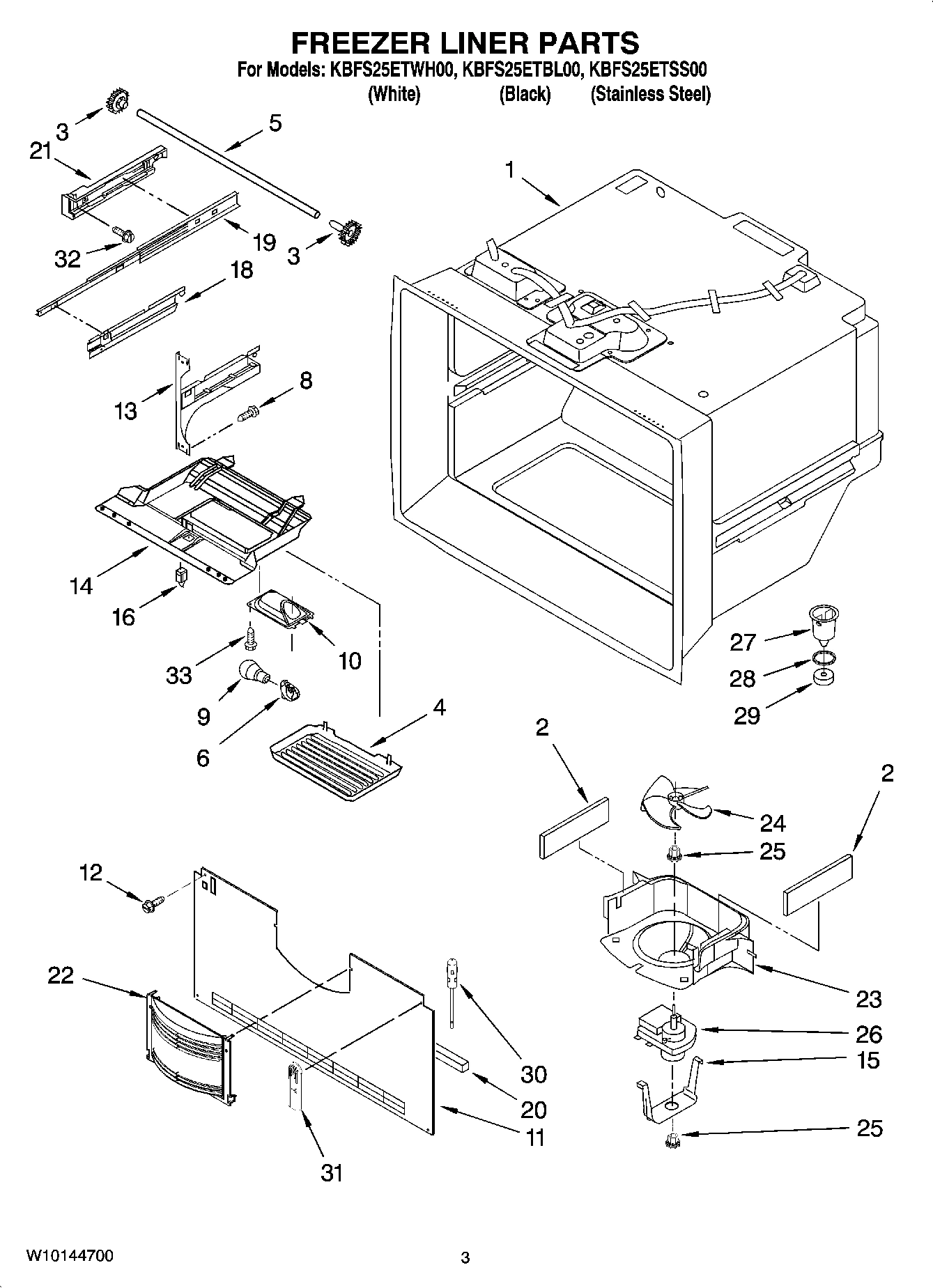 02 - FREEZER LINER PARTS