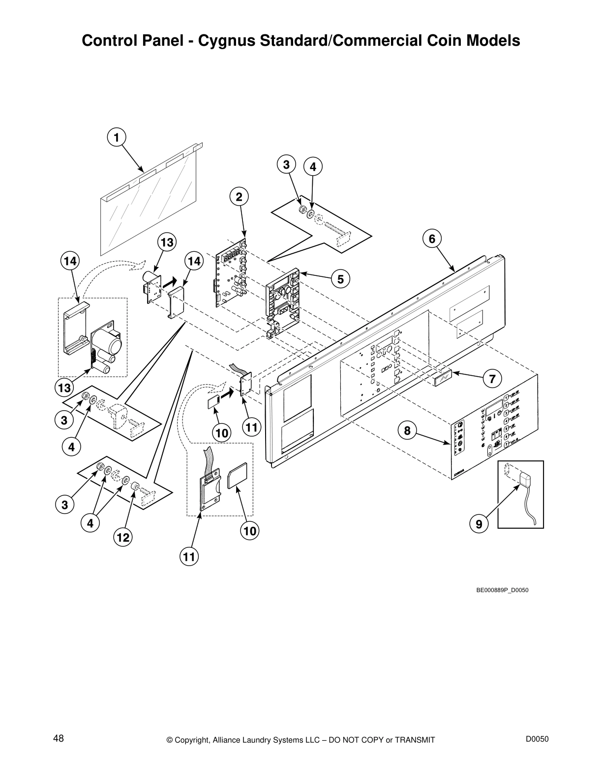 Control Panel - Cygnus Standard/Commercial Coin Models