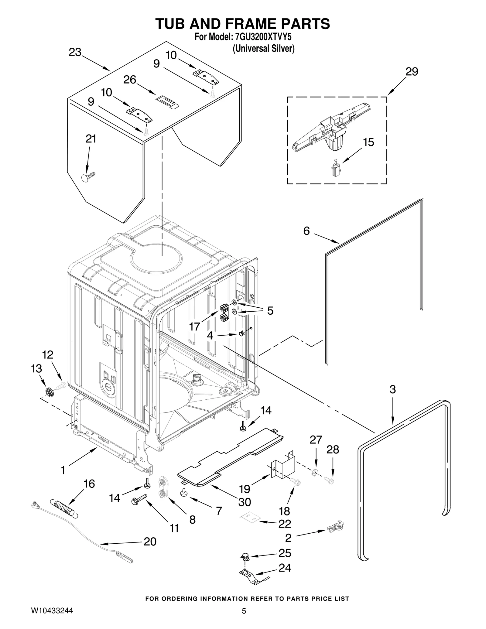 TUB AND FRAME PARTS