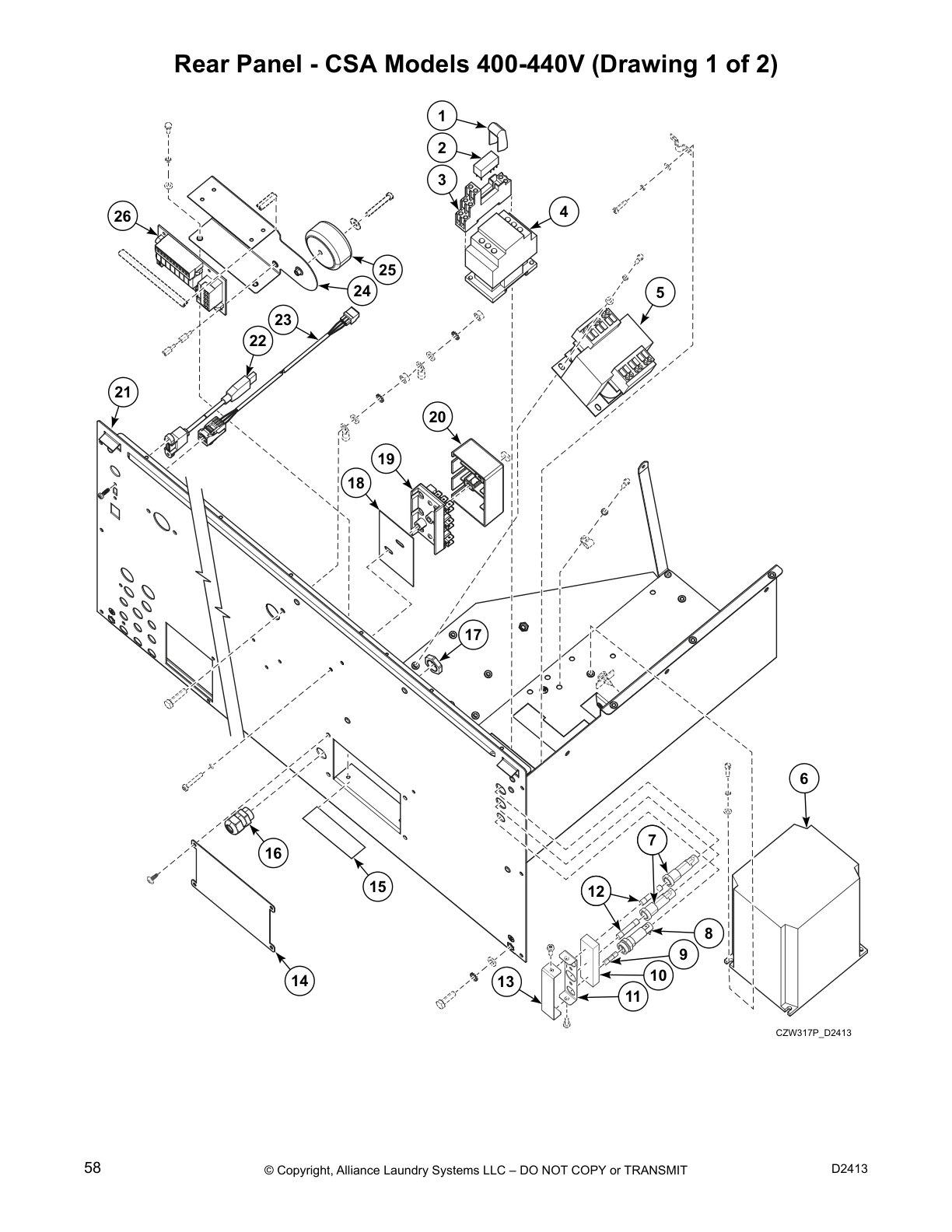 Rear Panel - CSA Models 400-440V (Drawing 1 of 2)