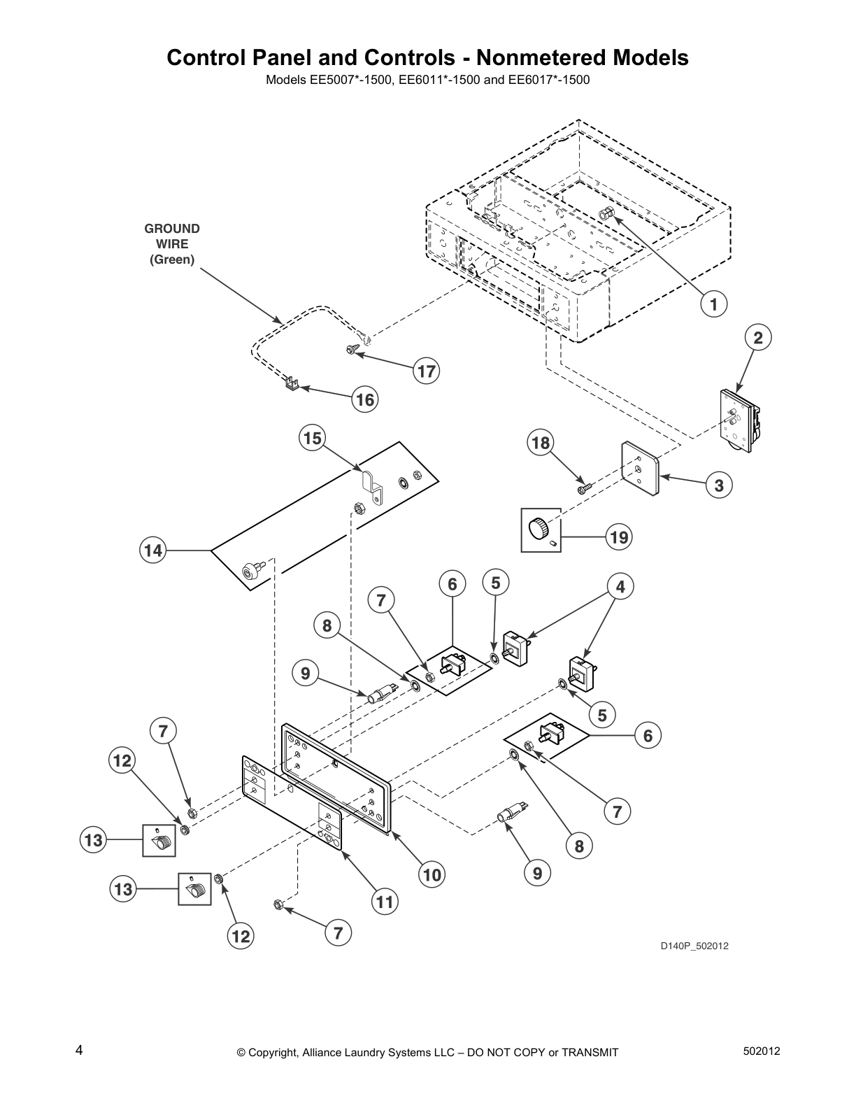 Control Panel and Controls - Nonmetered Models