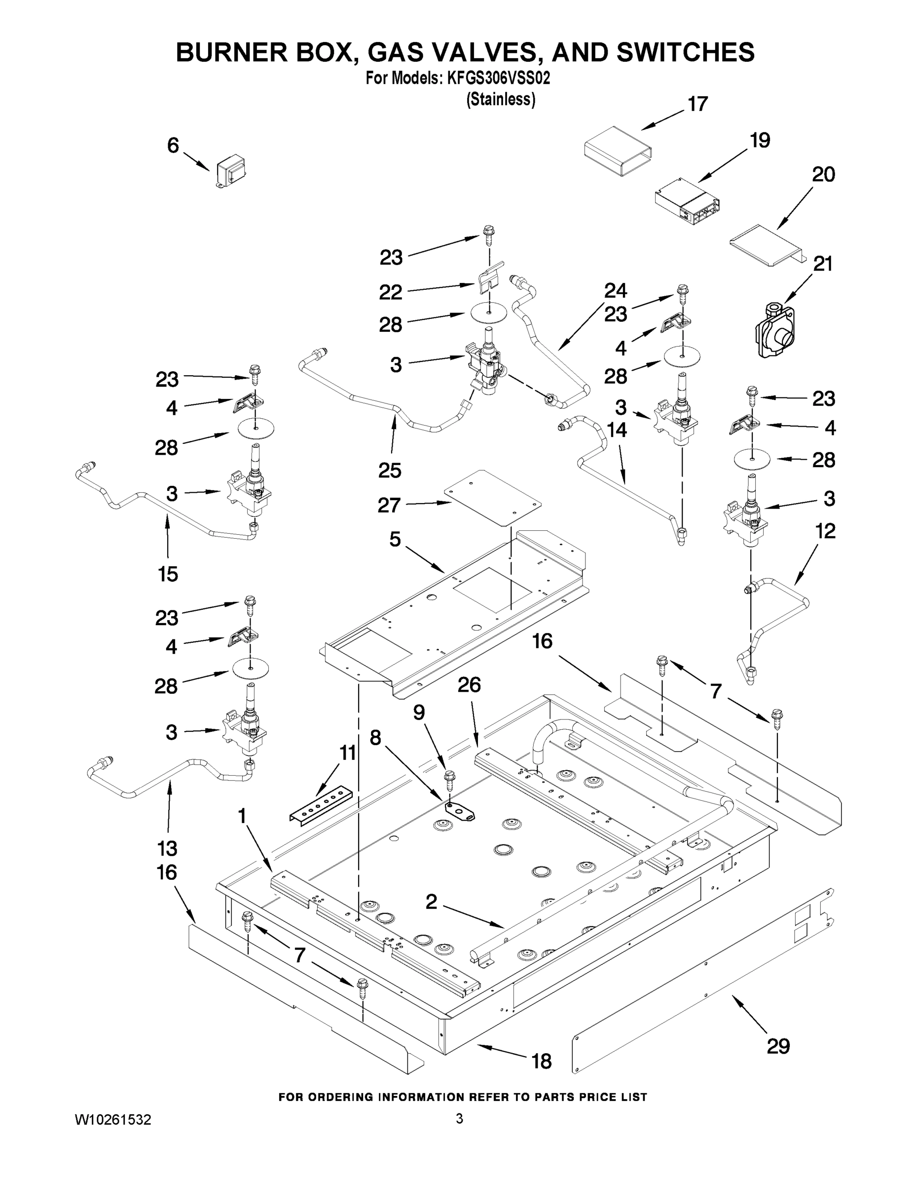 02 - BURNER BOX, GAS VALVES, AND SWITCHES