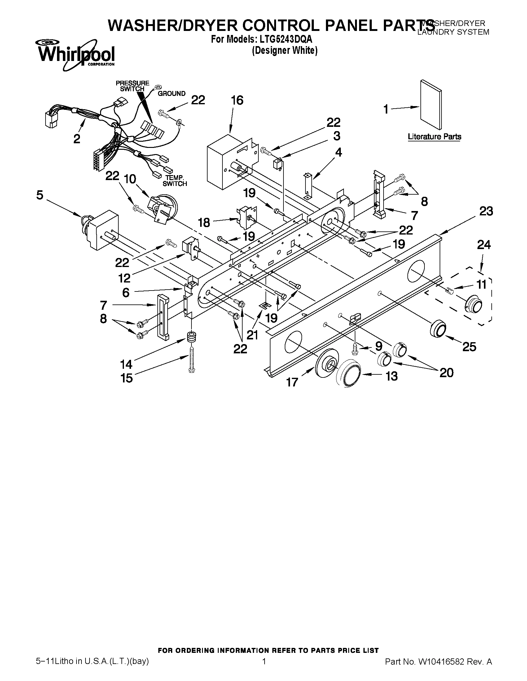 01 - WASHER/DRYER CONTROL PANEL PARTS