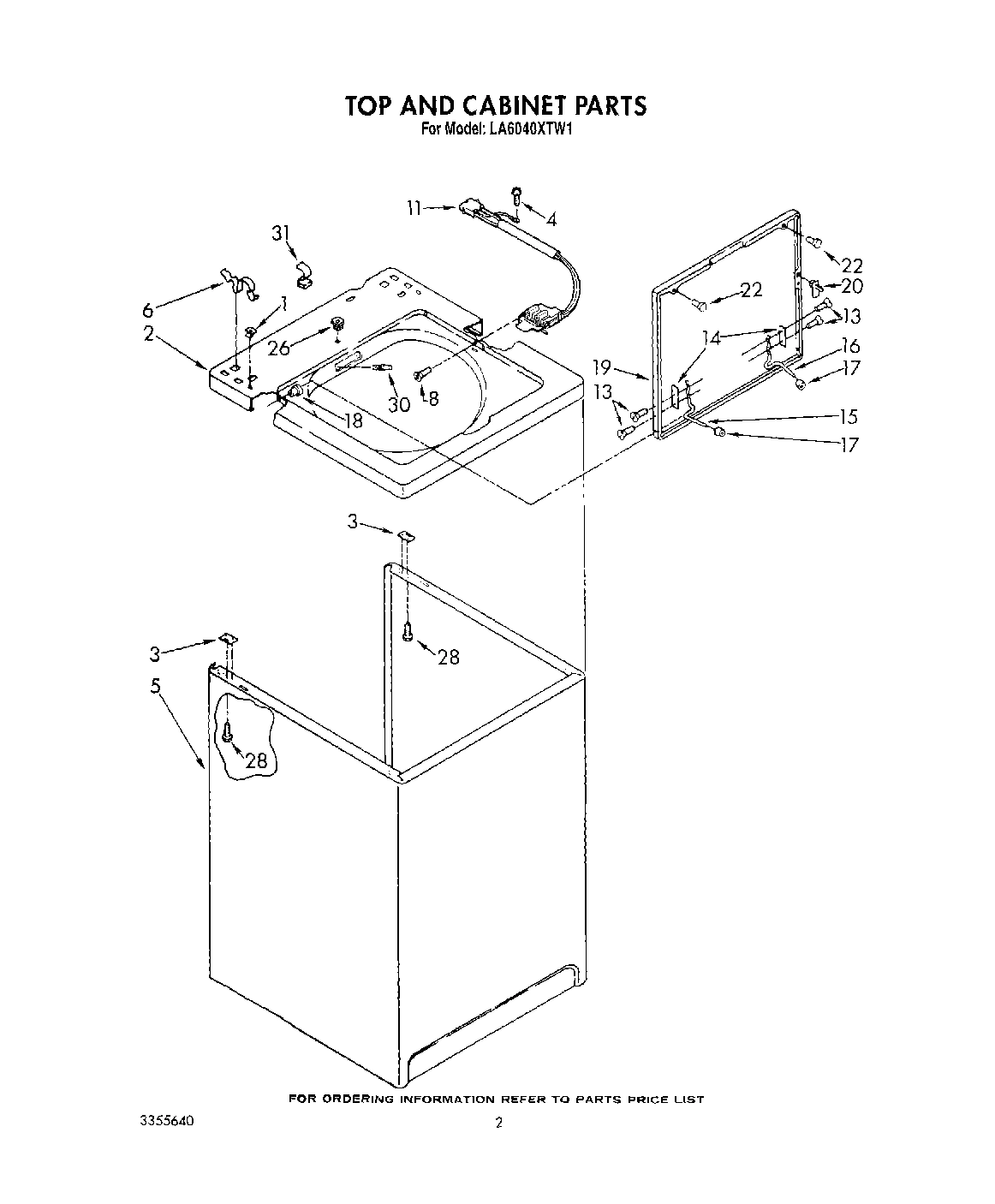 02 - TOP AND CABINET , LIT/OPTIONAL