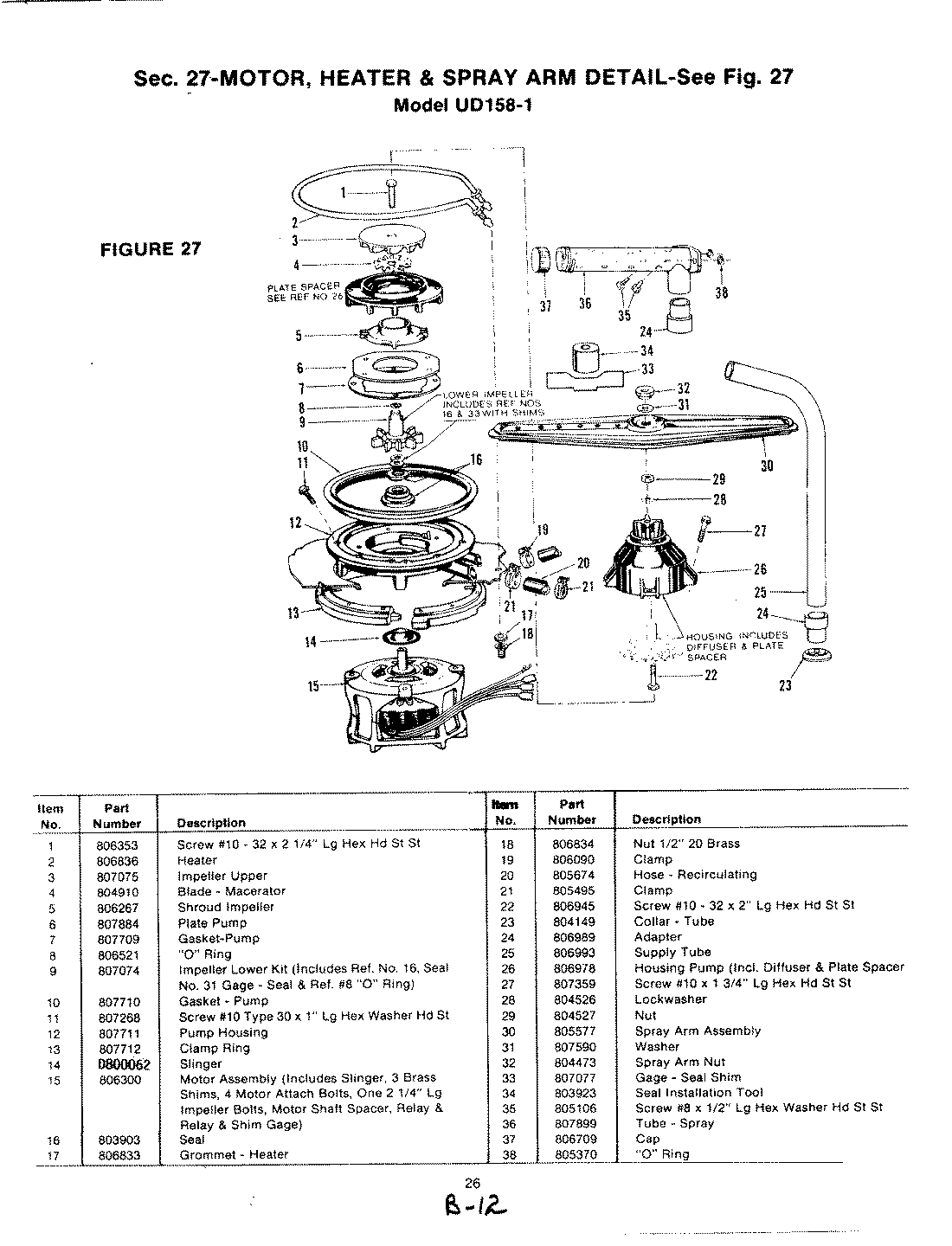 06 - HEATER & SPRAY ARM DETAIL (UD158-1)