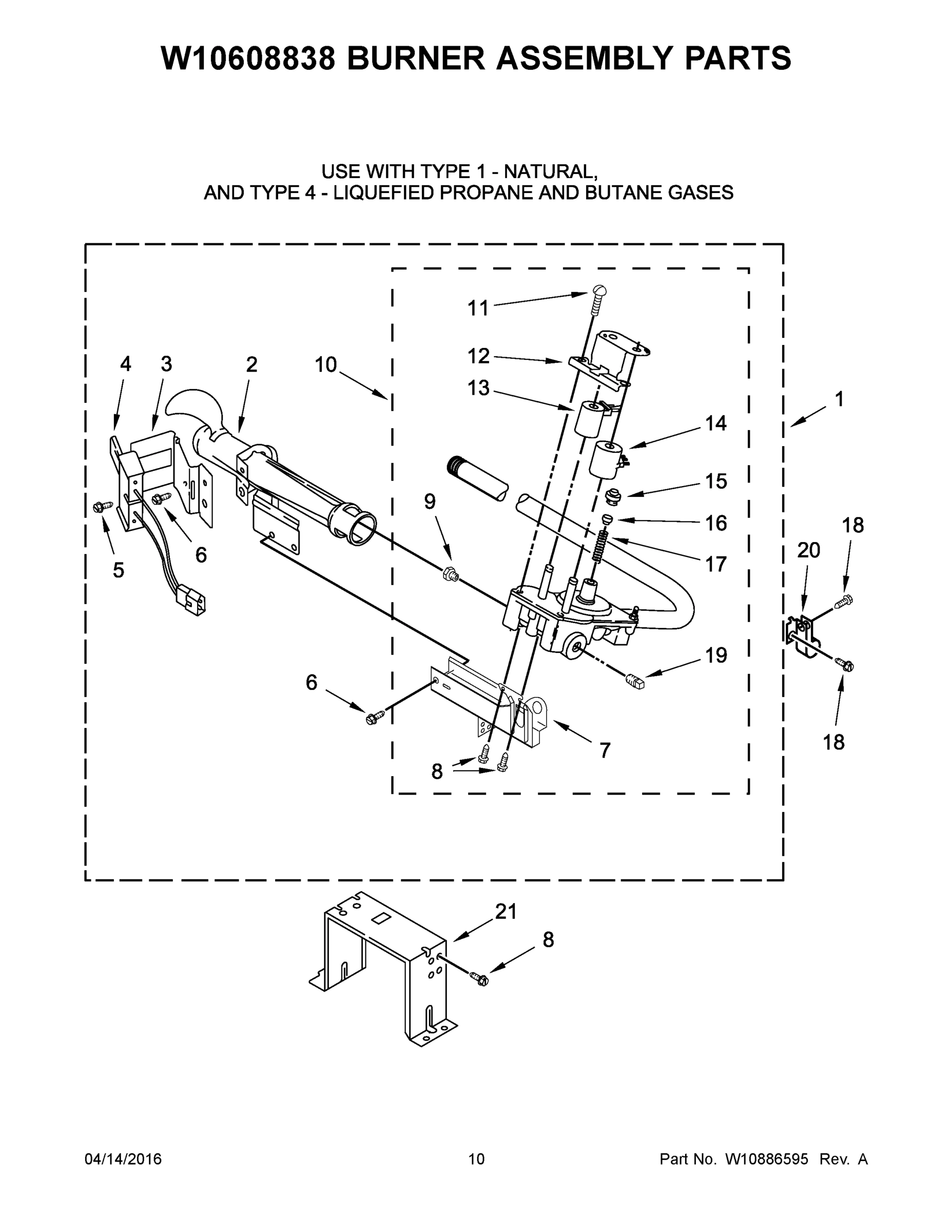 06 - W10608838 BURNER ASSEMBLY PARTS