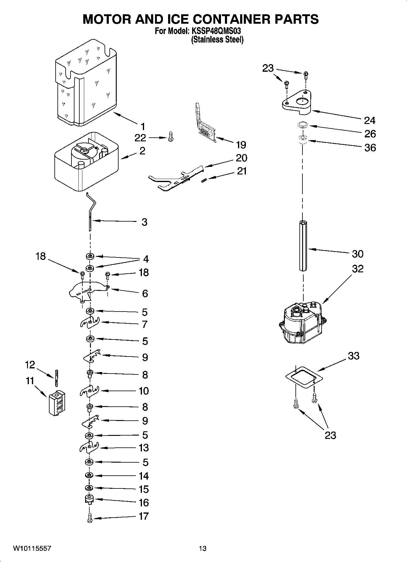 09 - MOTOR AND ICE CONTAINER PARTS