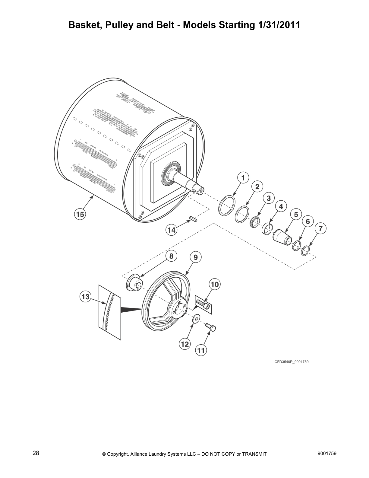 Basket, Pulley and Belt - Models Starting 1/31/2011