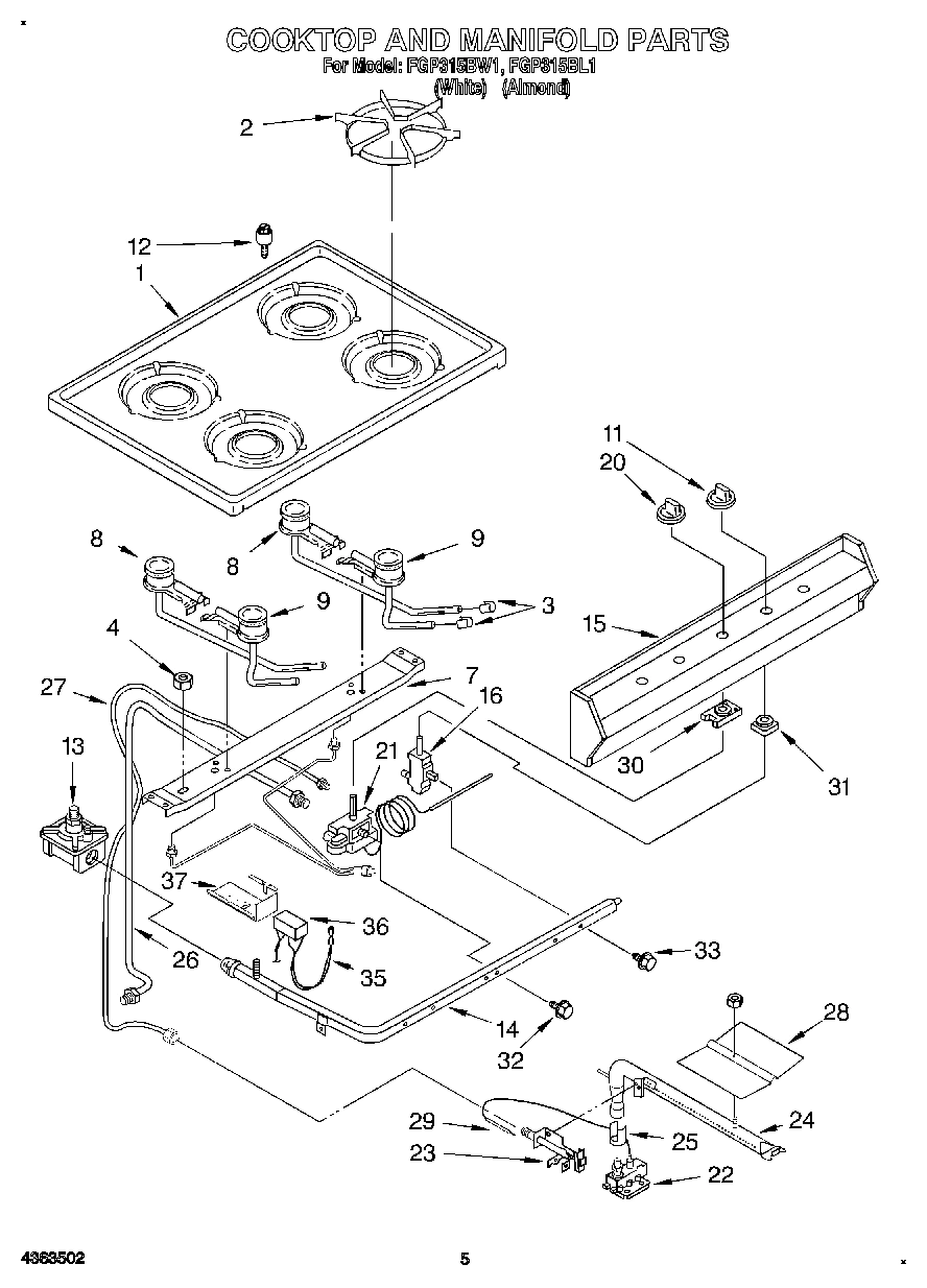 04 - COOKTOP AND MANIFOLD, LIT/OPTIONAL