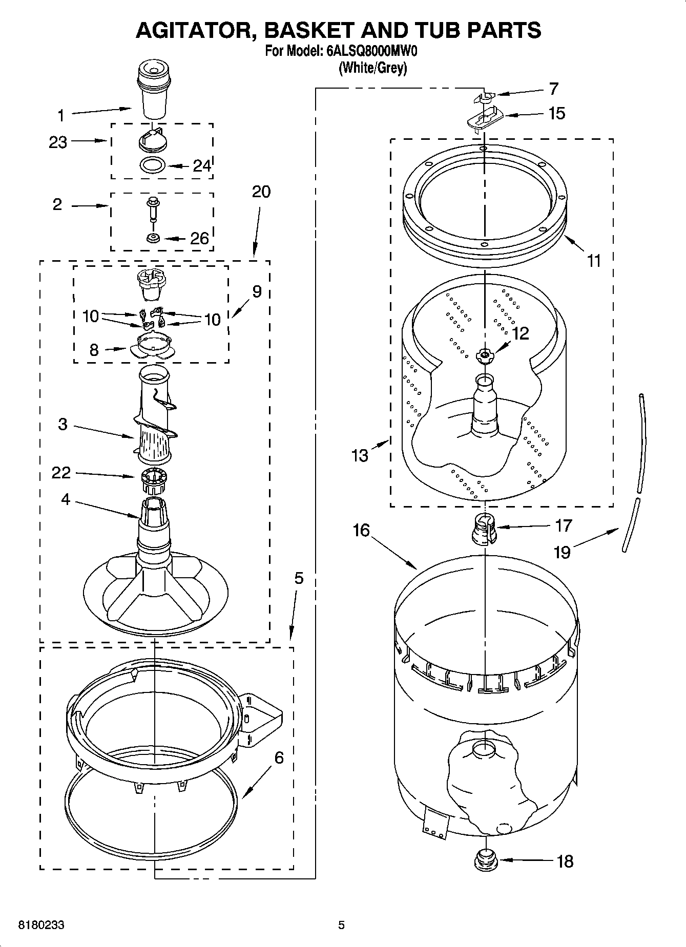03 - AGITATOR, BASKET AND TUB PARTS