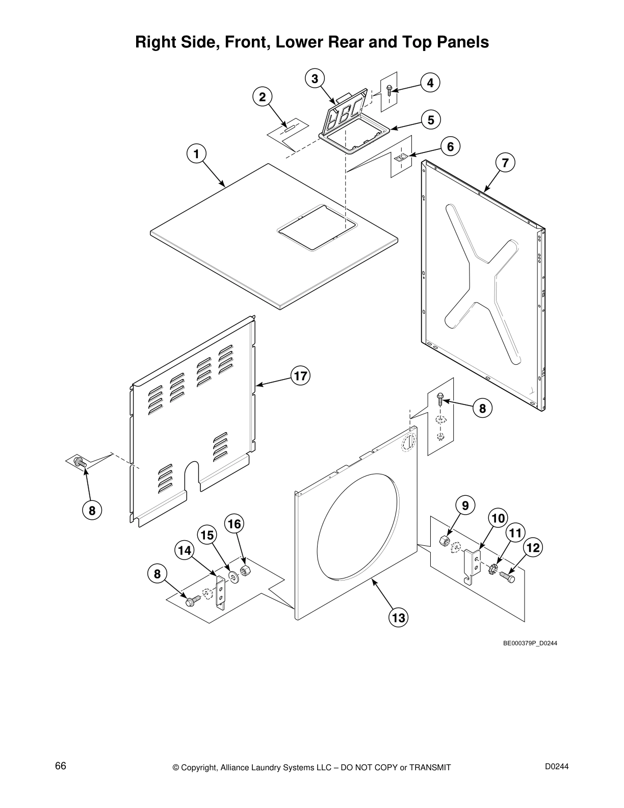 Right Side, Front, Lower Rear and Top Panels