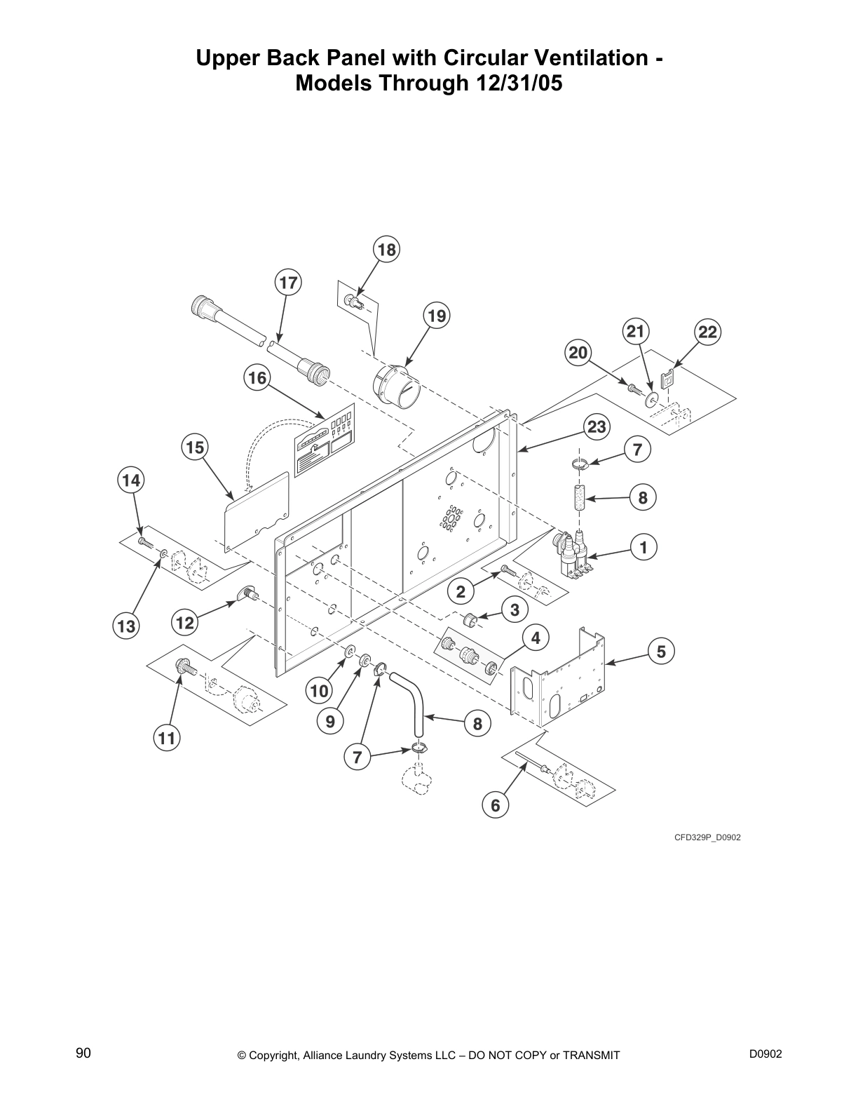 Upper Back Panel with Circular Ventilation -
Models Through 12/31/05