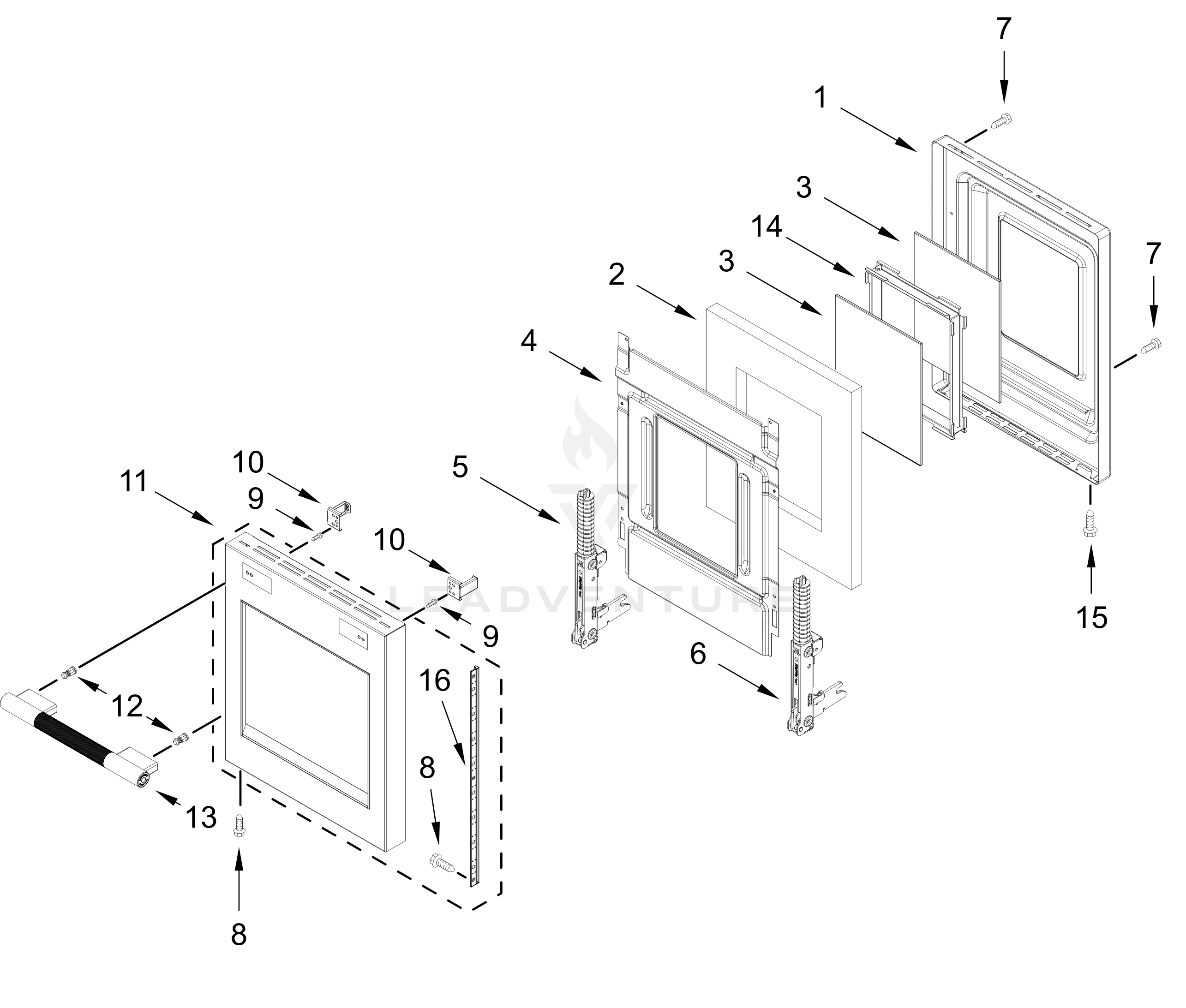 OVEN DOOR PARTS (18 In)