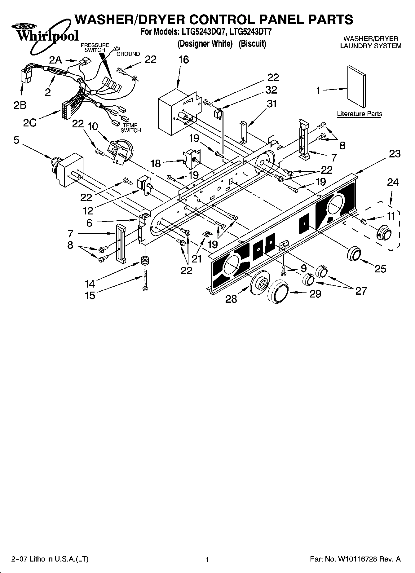 01 - WASHER/DRYER CONTROL PANEL PARTS
