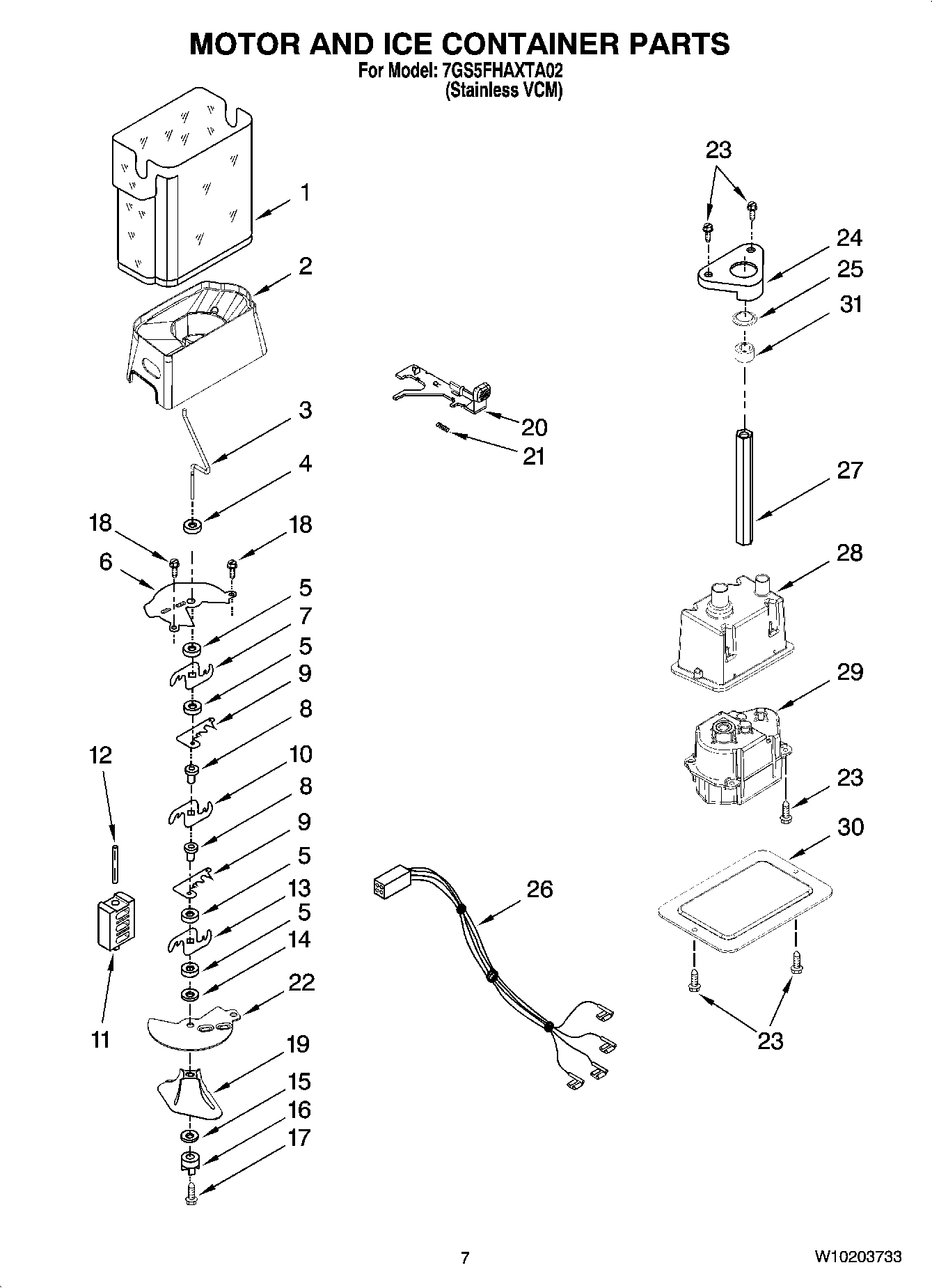 05 - MOTOR AND ICE CONTAINER PARTS