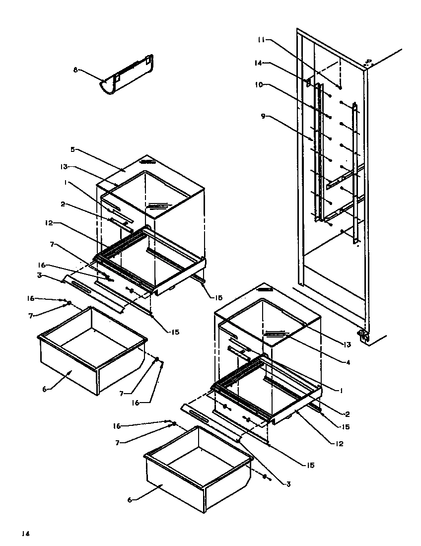 16 - REF SHELVING/DRAWERS