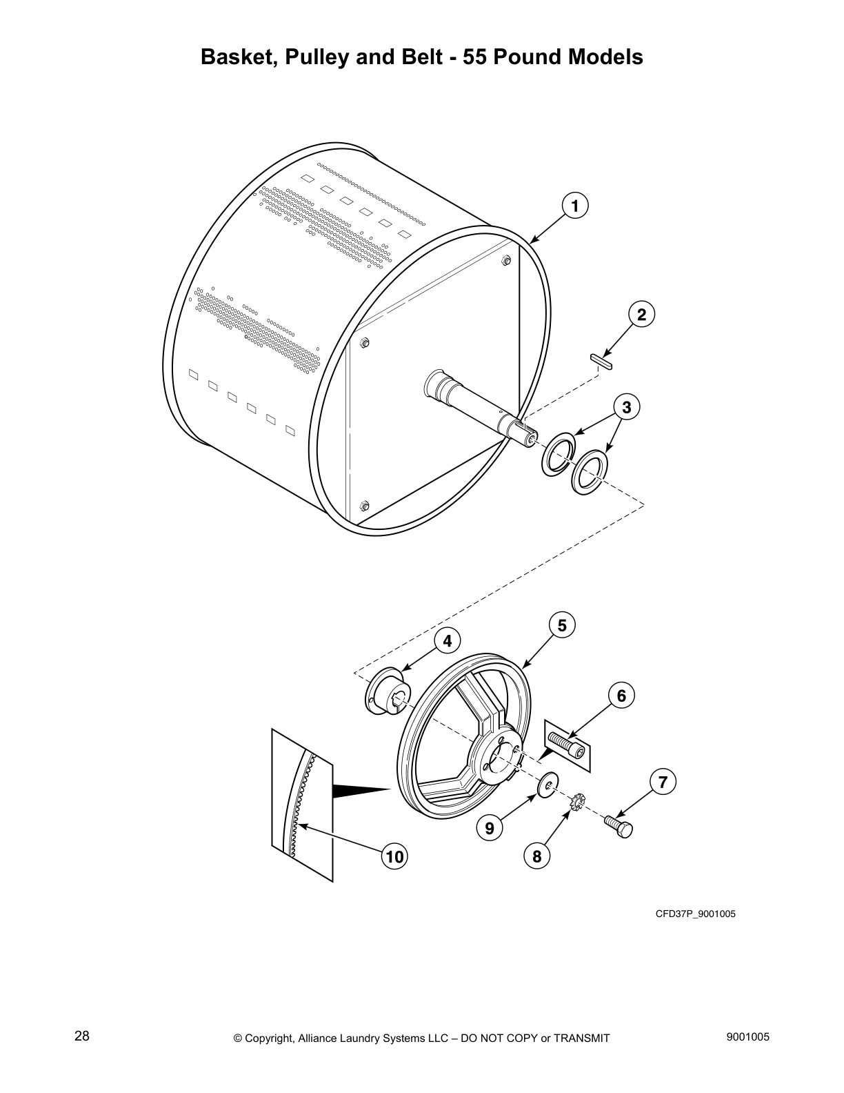 Basket, Pulley and Belt - 55 Pound Models