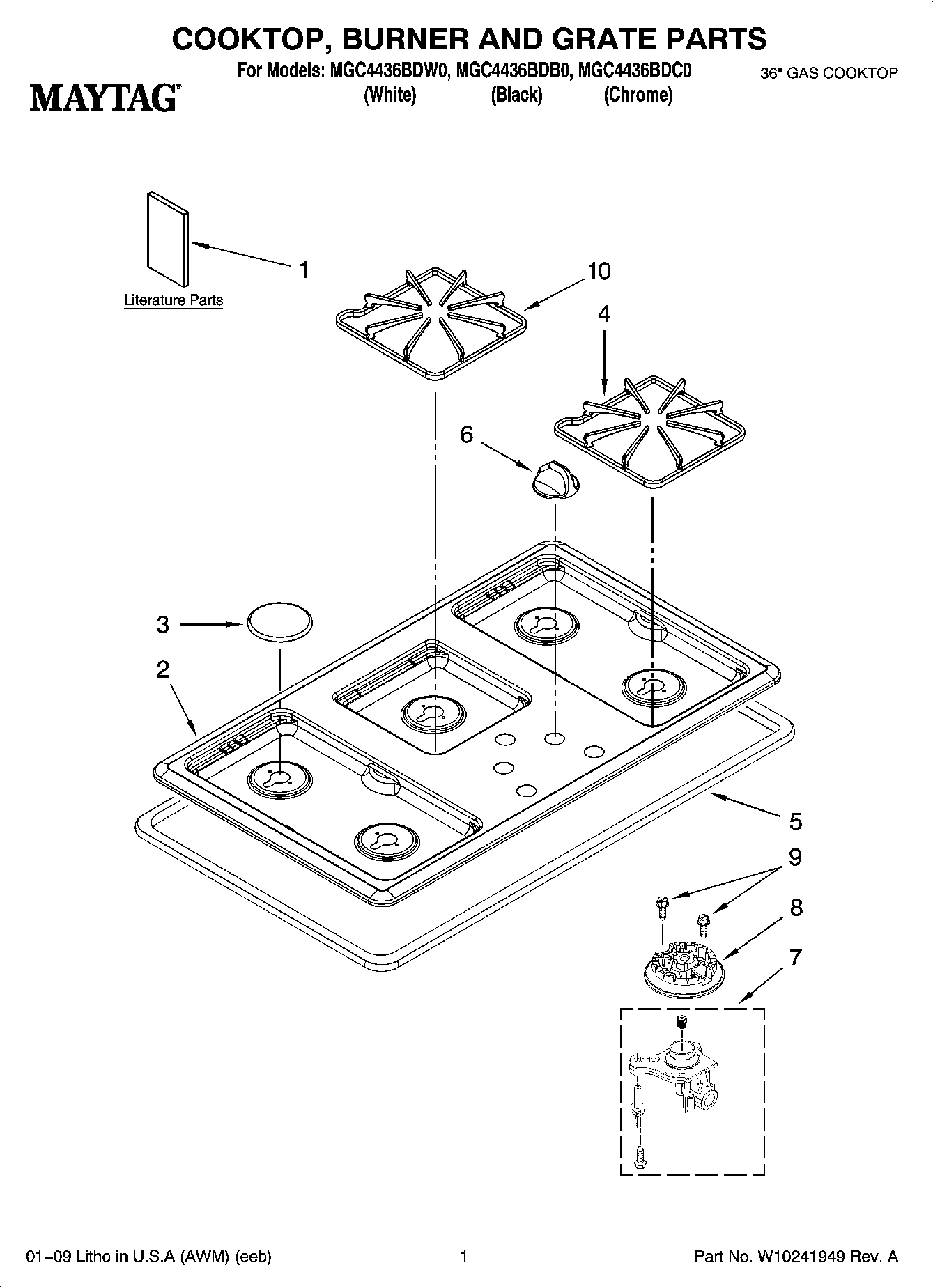 01 - COOKTOP, BURNER AND GRATE PARTS