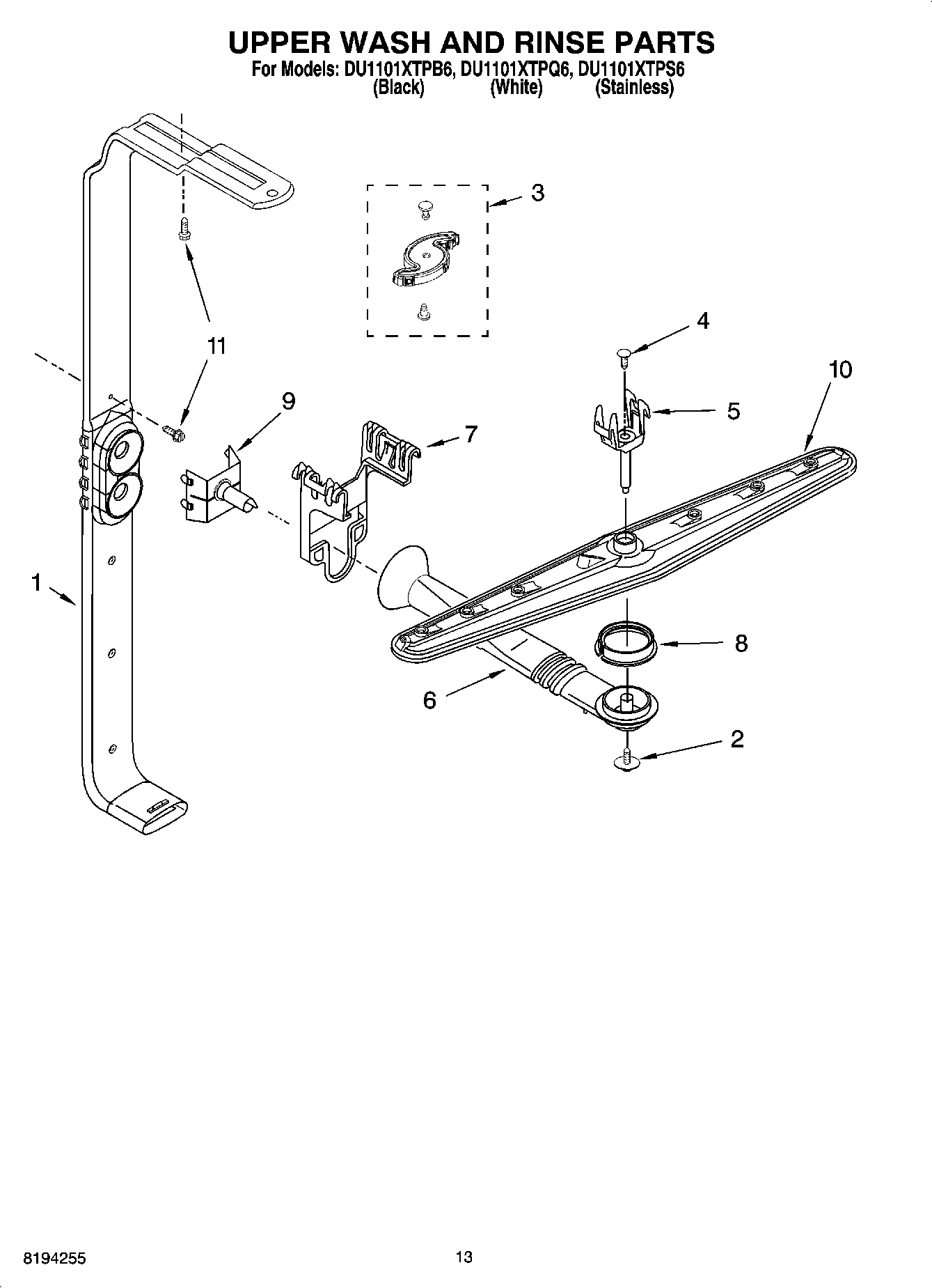 10 - UPPER WASH AND RINSE PARTS