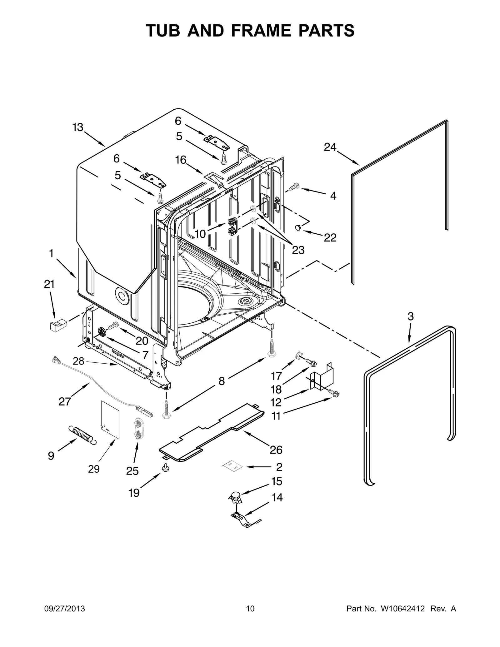 TUB AND FRAME PARTS