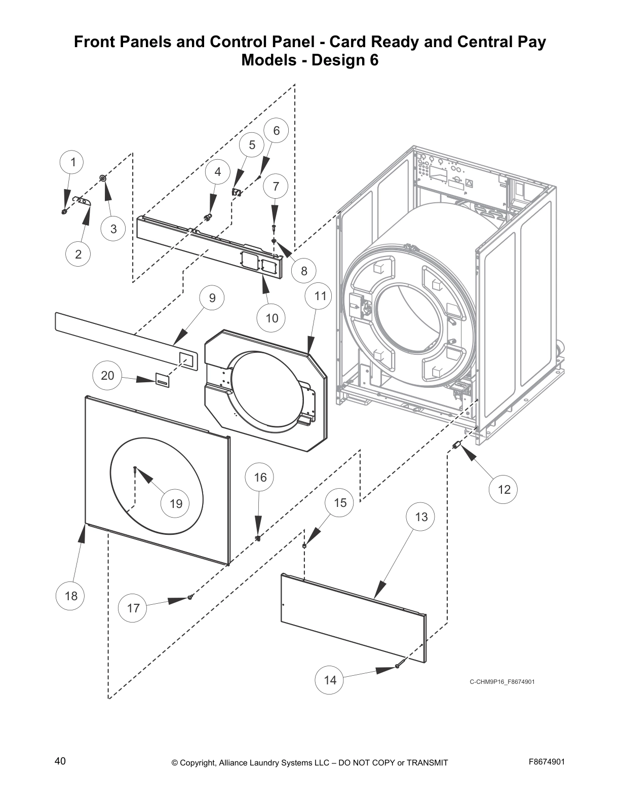 Front Panels and Control Panel - Card Ready and Central Pay 
Models - Design 6