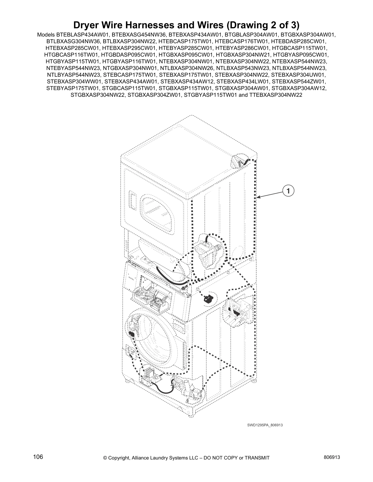 Dryer Wire Harnesses and Wires (Drawing 2 of 3)