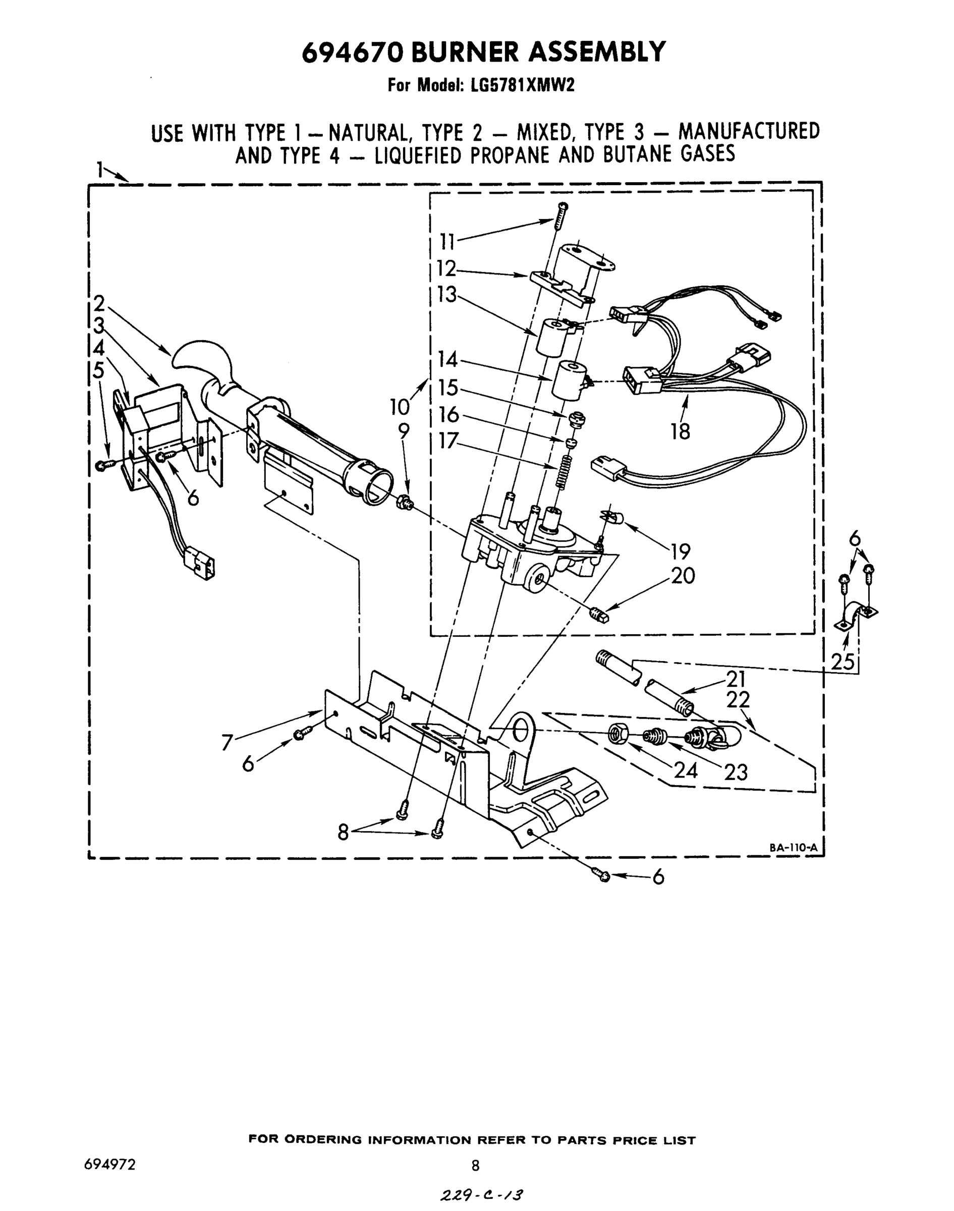 05 - 694670 BURNER ASSEMBLY