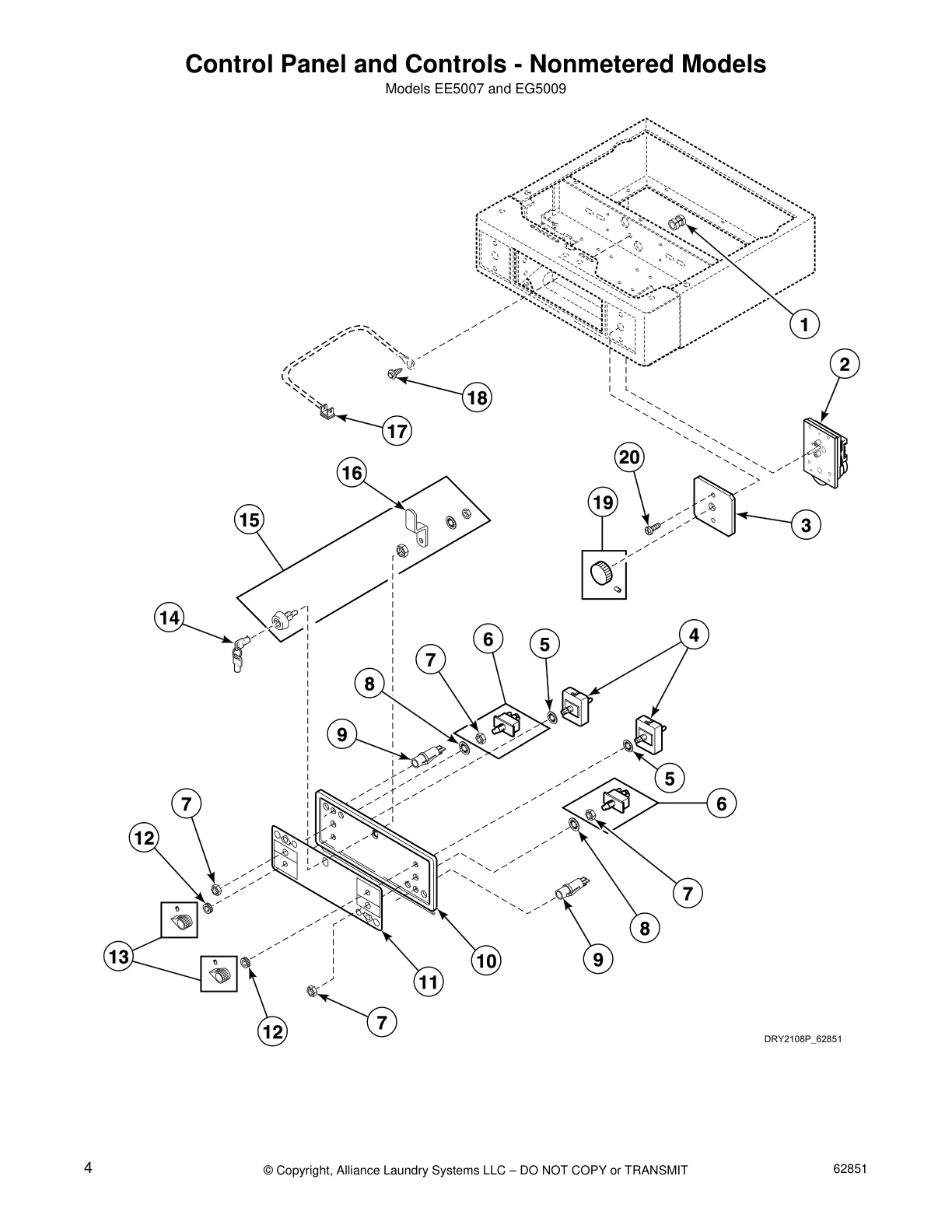 Control Panel and Controls - Nonmetered Models