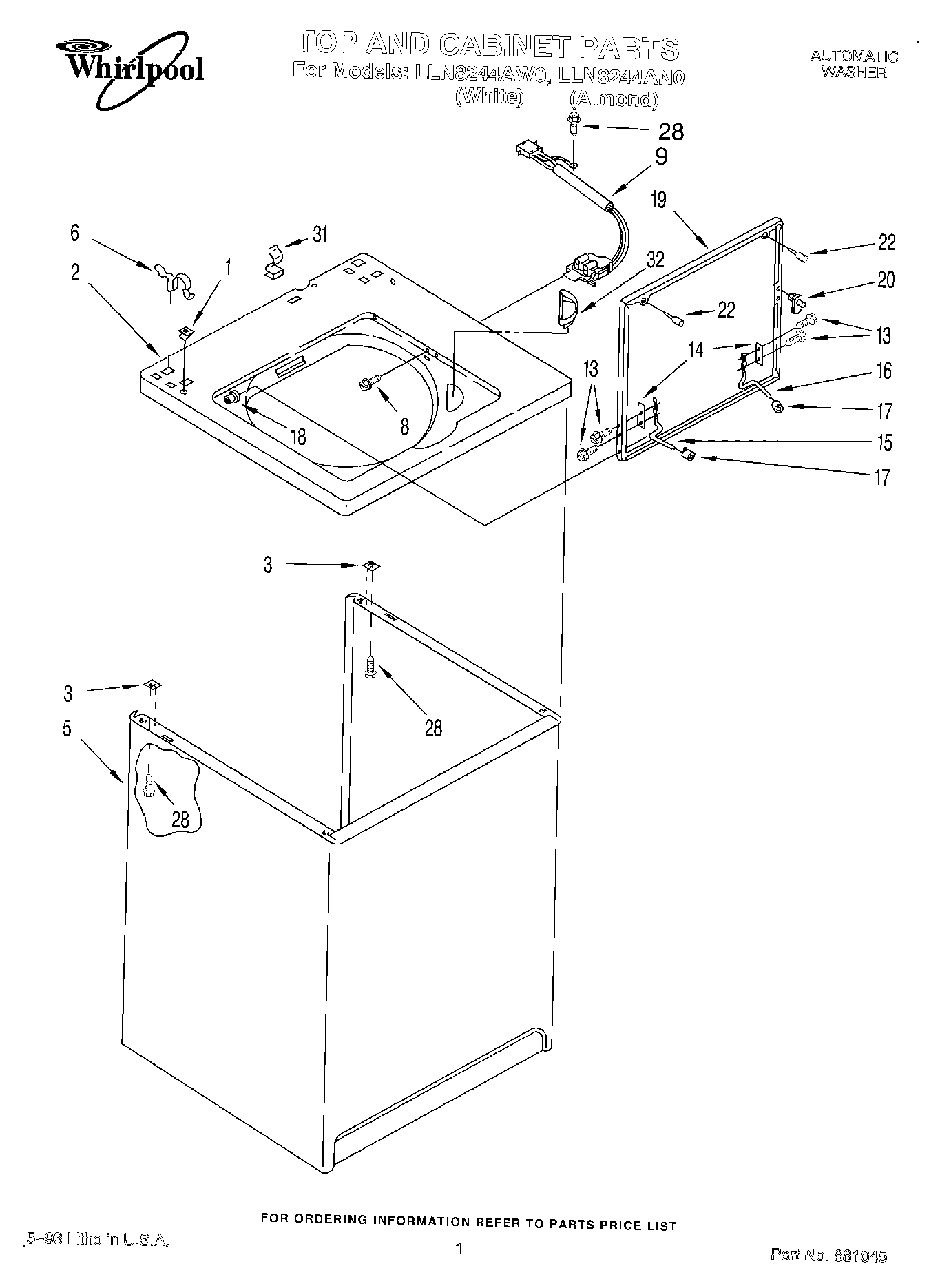 01 - TOP AND CABINET, LIT/OPTIONAL