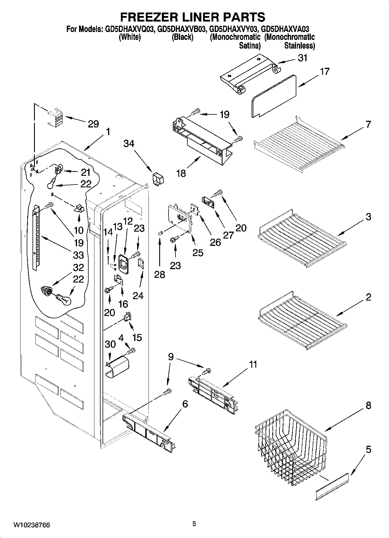 04 - FREEZER LINER PARTS