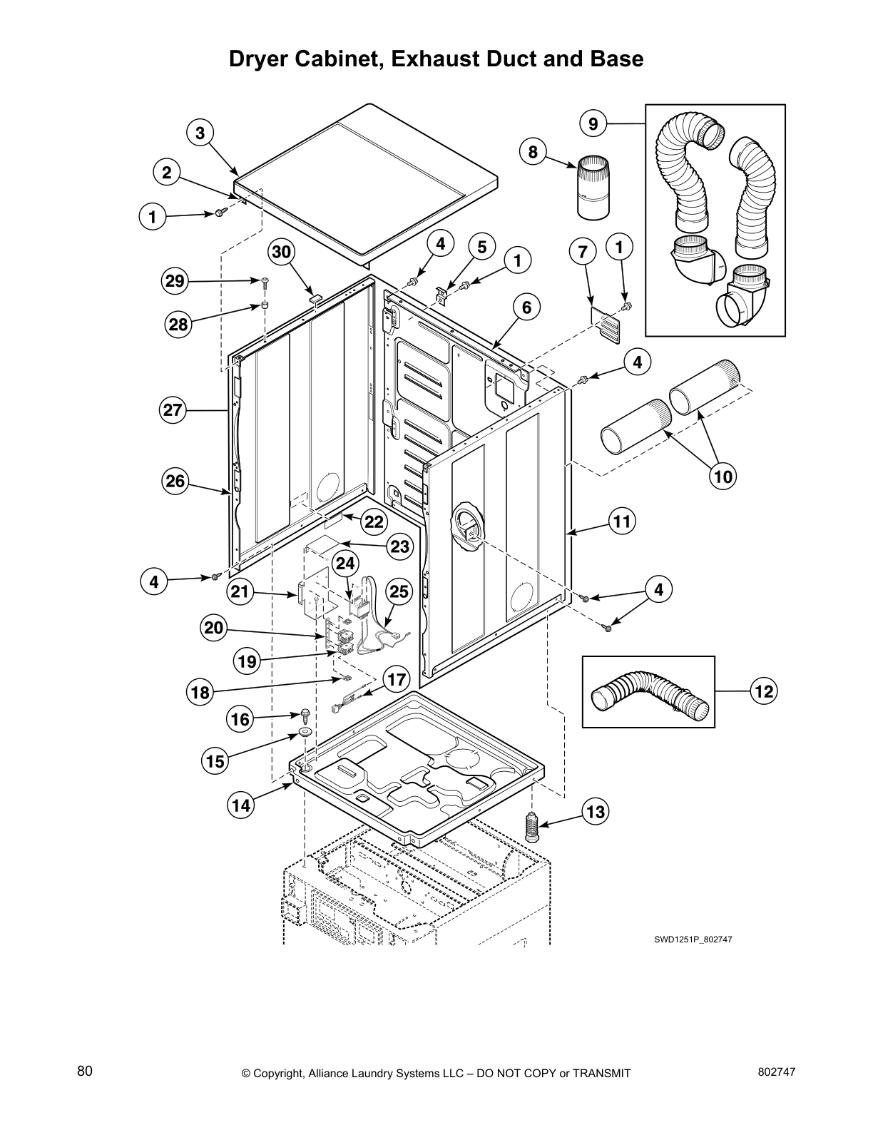 Dryer Cabinet, Exhaust Duct and Base