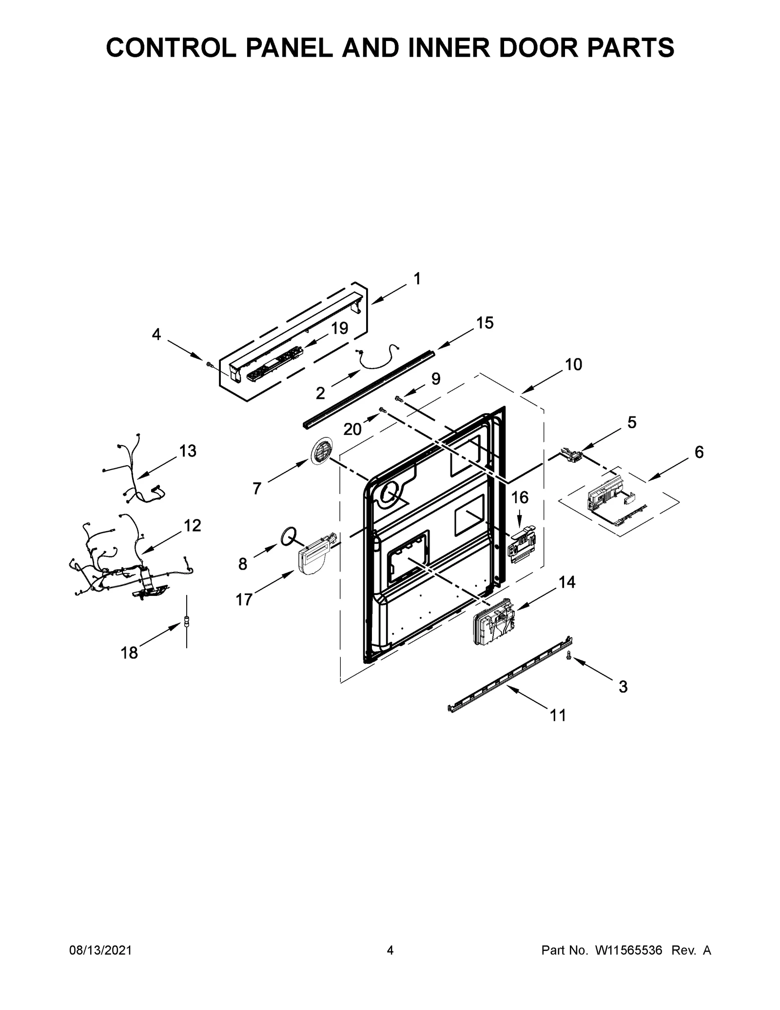 CONTROL PANEL AND INNER DOOR PARTS
