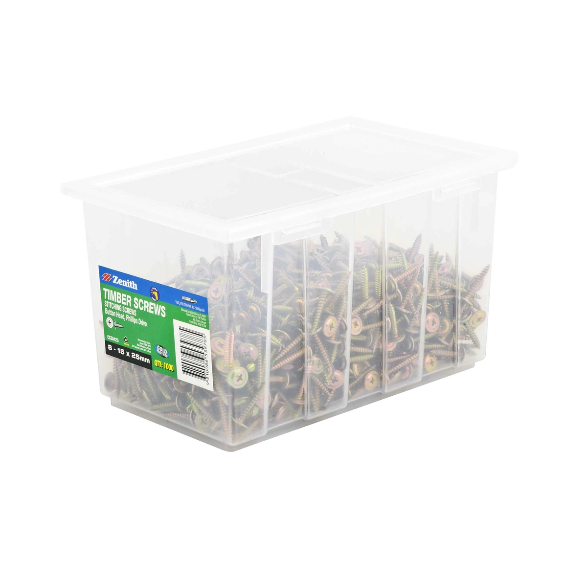 ZENITH® 8G x 25mm Gold Passivated, Phillips Drive, Stitching Screws – Internal Use – 1000 Pack