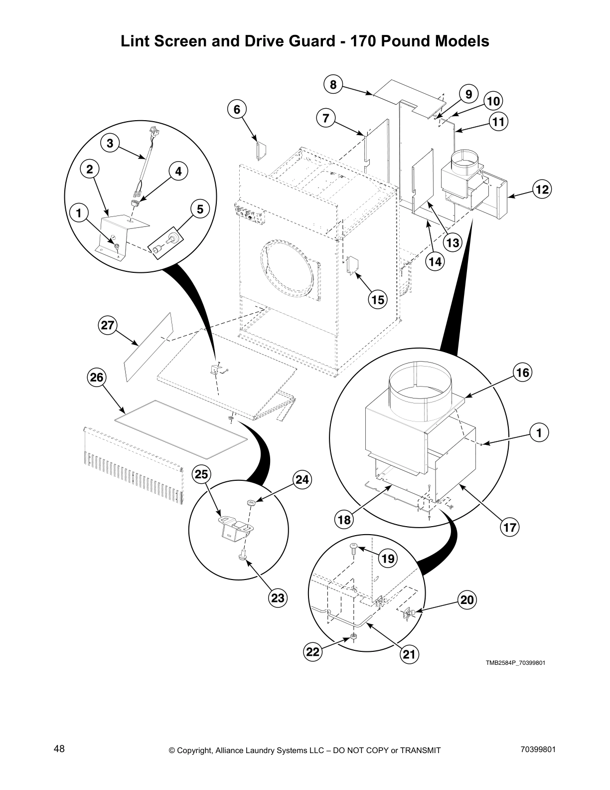 Lint Screen and Drive Guard - 170 Pound Models