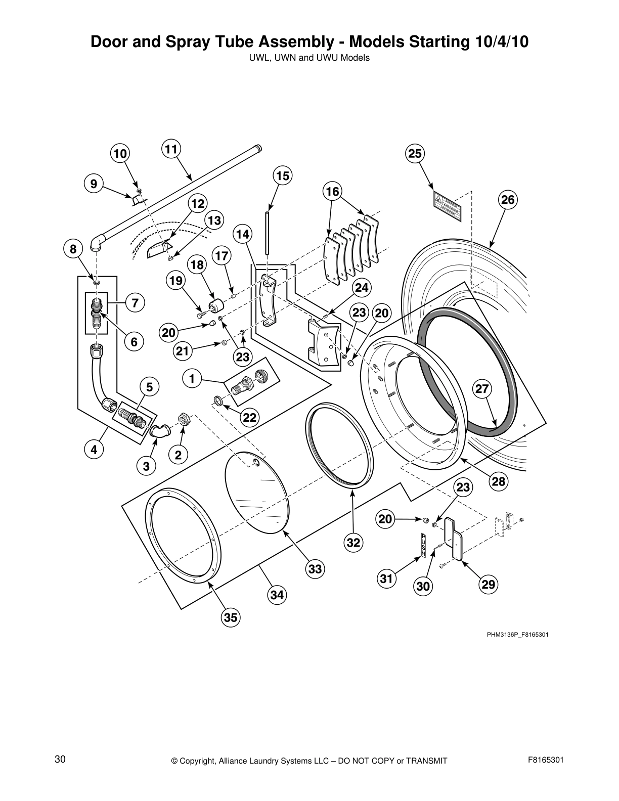 Door and Spray Tube Assembly - Models Starting 10/4/10