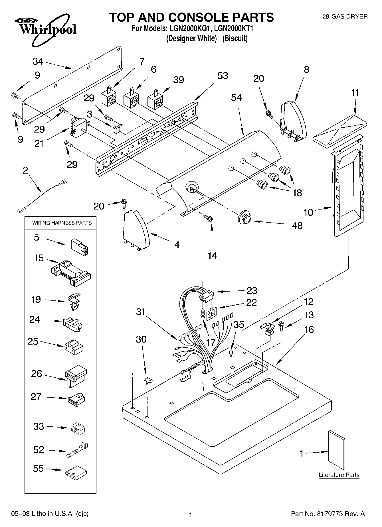 01 - TOP AND CONSOLE PARTS OPTIONAL PARTS (NOT INCLUDED